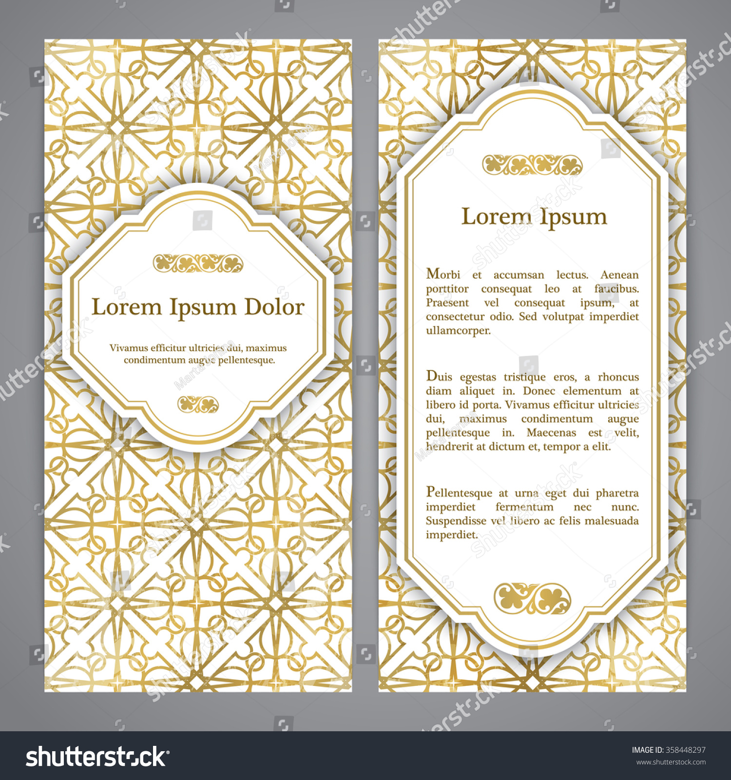 Flyers Arabesque Decor Girihlpattern Gold Color Stock Vector (Royalty ...