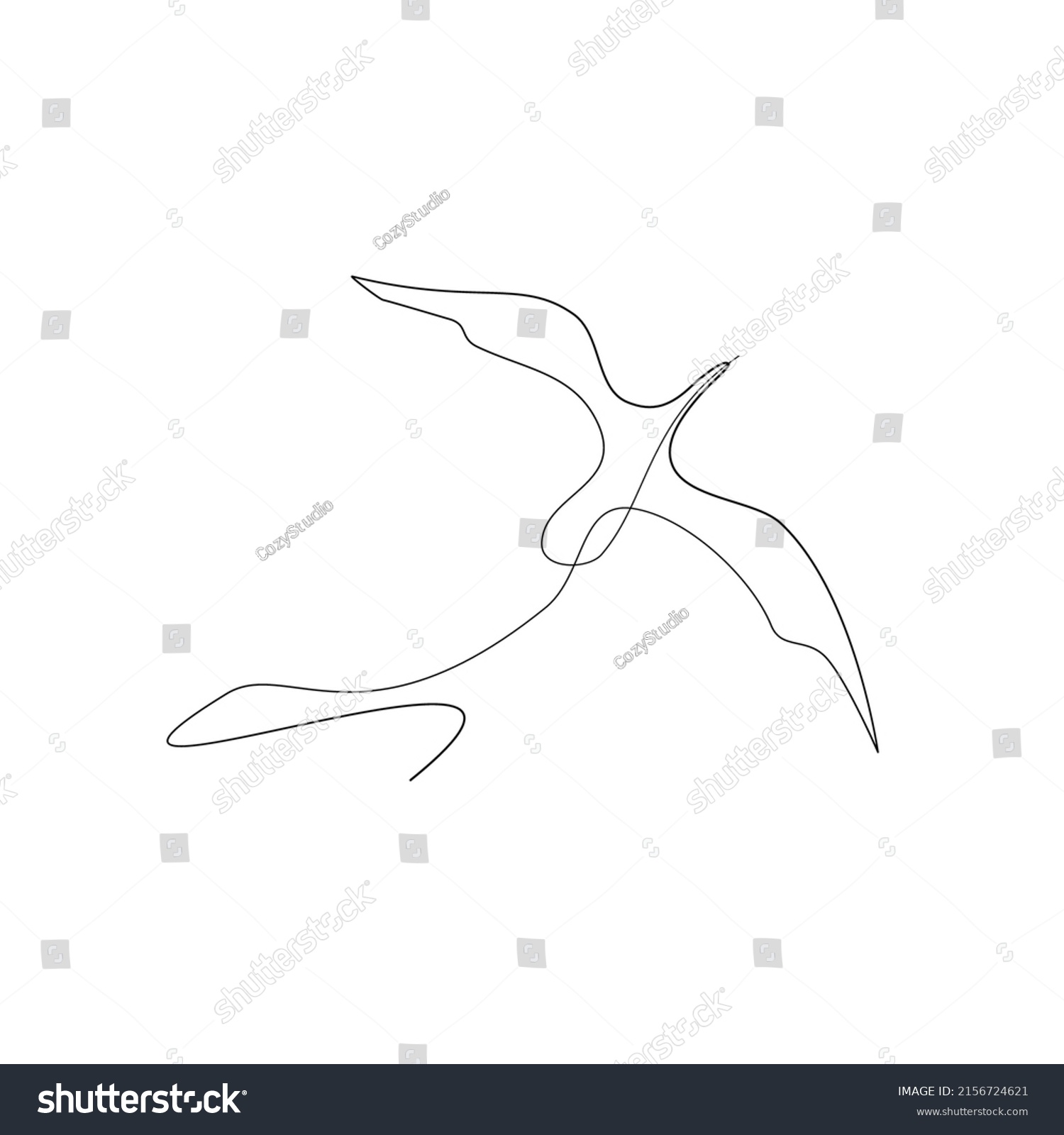 Flying Bird Continuous Line Drawing Stock Vector Royalty Free