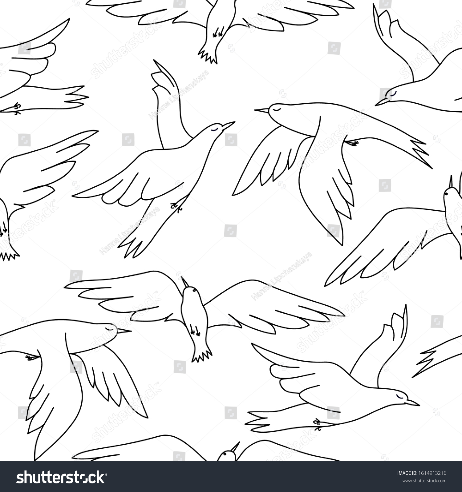 Flying Birds Coloring Page Ransparent Seamless Stock Vector (Royalty ...