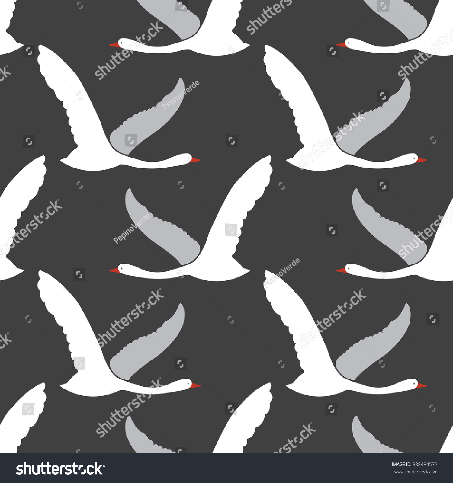 Flying Birds Pattern Stock Vector Illustration 338484572 Shutterstock