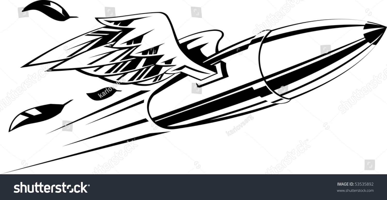 Flying Bullet Wings Vector Illustration Black Stock Vector 53535892