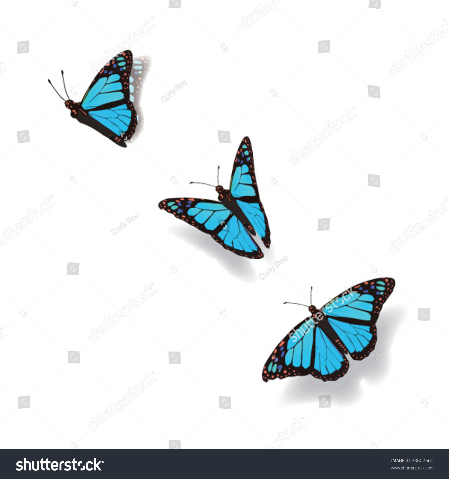 Flying Butterflies. Botanical Freedom Graphic Elements. Vector File ...