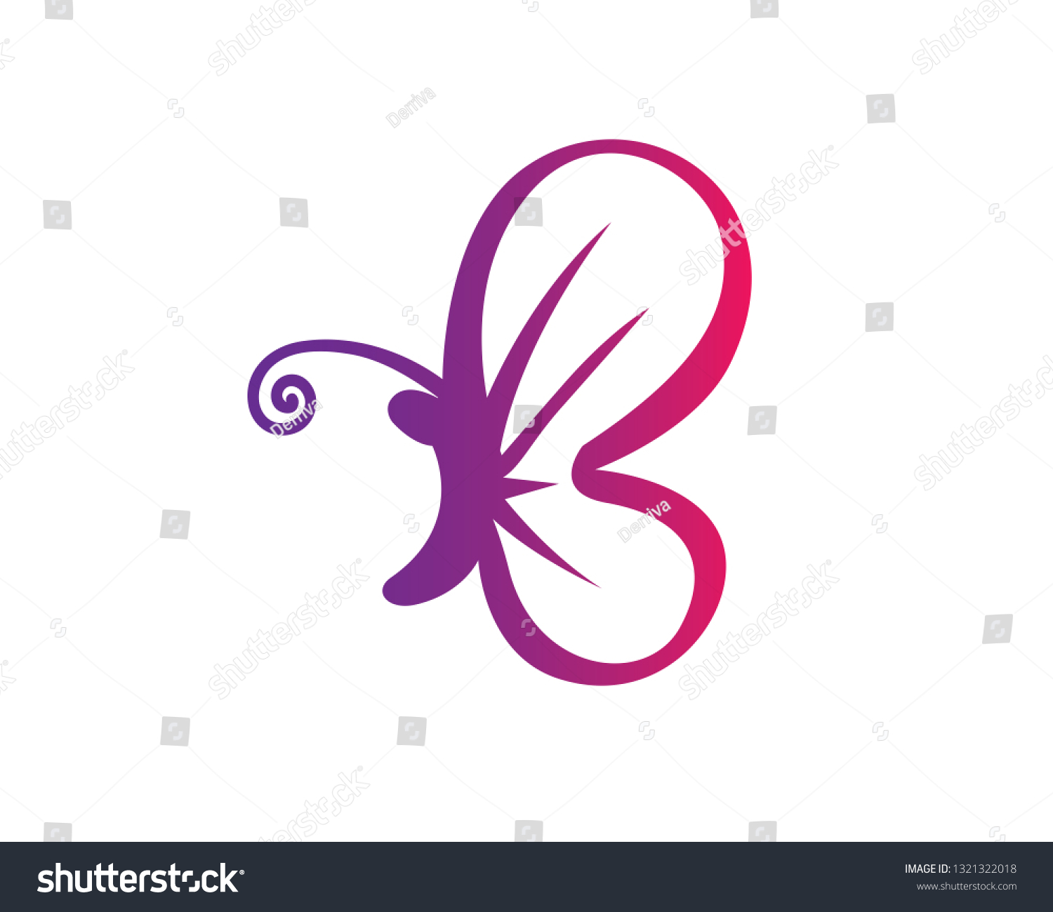 Flying Butterfly B Logotype Stock Vector (Royalty Free) 1321322018 ...