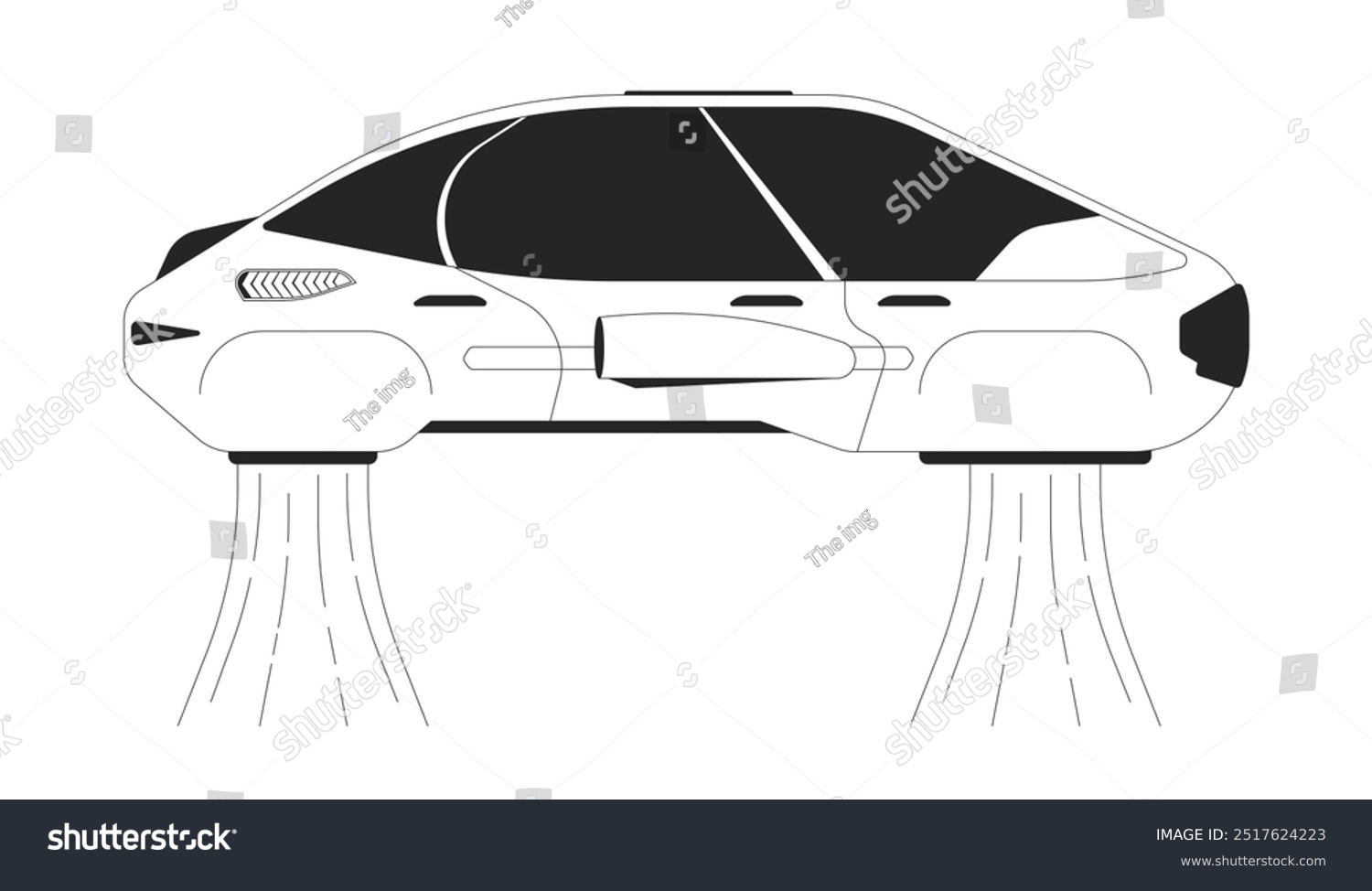 recommend clip art: Flying car driverless black and white 2D line object. Futuristic transport. Futurism autonomous vehicle isolated clip art vector outline item. Future transportation. Monochromatic spot illustration