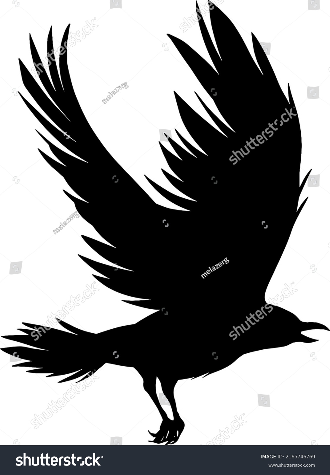 Flying Crow Silhouette Vector Illustration Stock Vector (Royalty Free ...