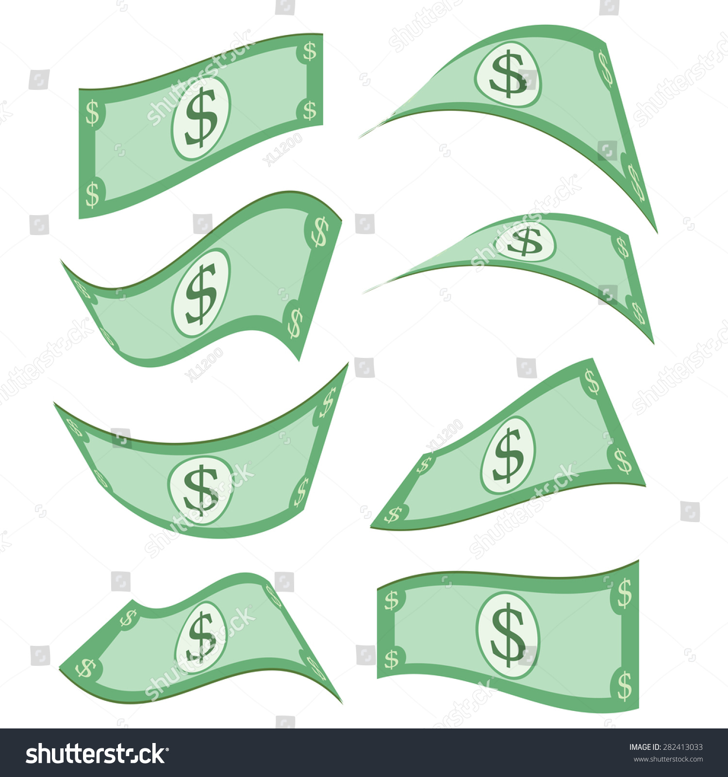 Flying Dollars Isolated On White. Vector Illustration Eps10 - 282413033 ...