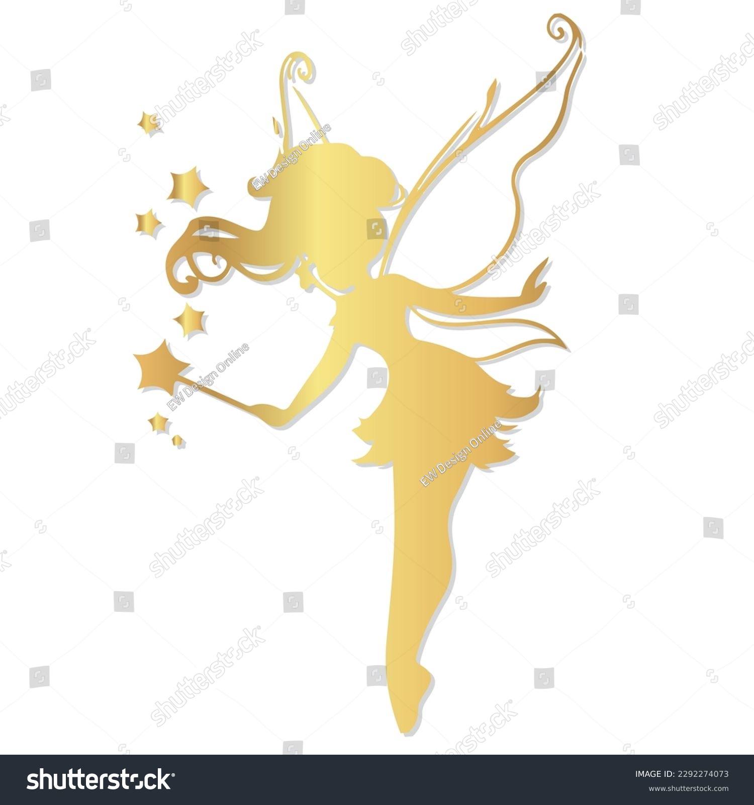 SVG of flying fairy angel with wand and stars printable cuttable vector SVG svg