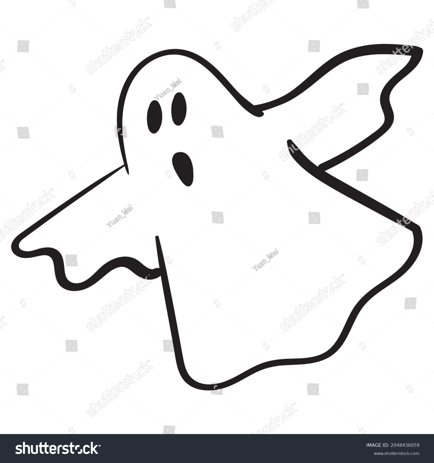 Flying Ghost Coloring Vector Cartoon Clip Stock Vector (Royalty Free ...