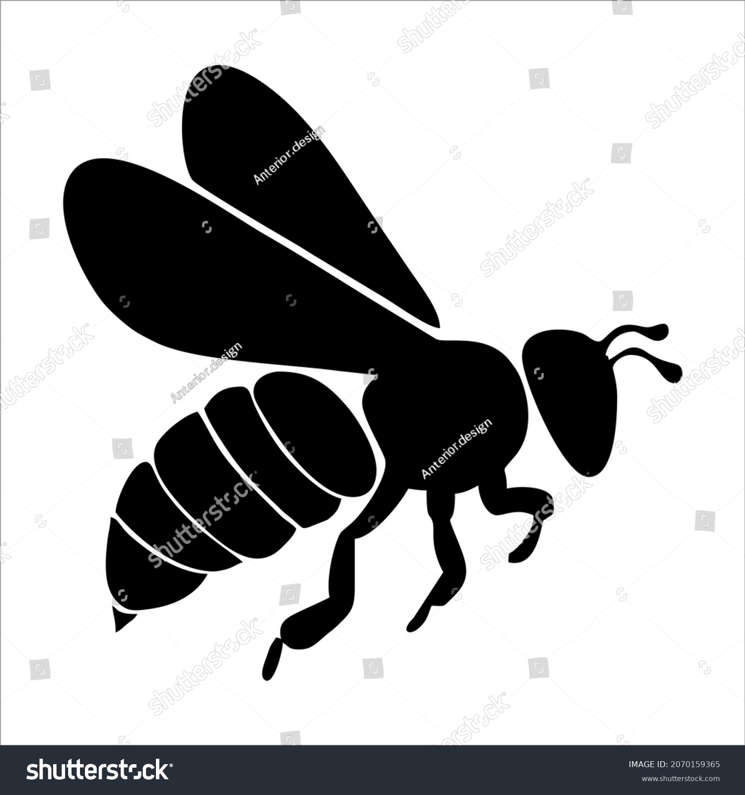 Flying Honey Bee Symbol Vector Illustration Stock Vector (Royalty Free ...