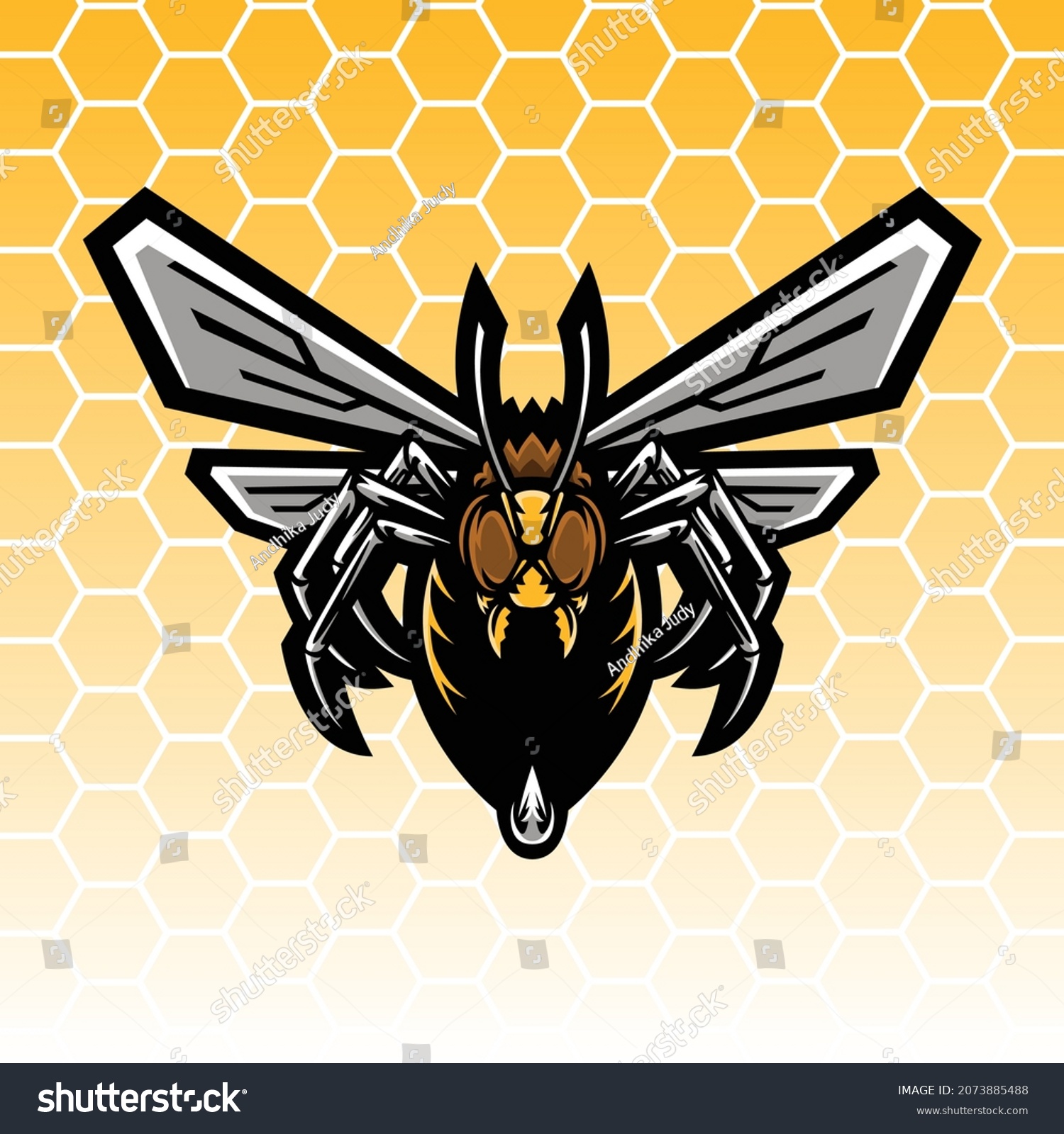 Flying Hornet Esport Logo Mascot This Stock Vector (Royalty Free ...