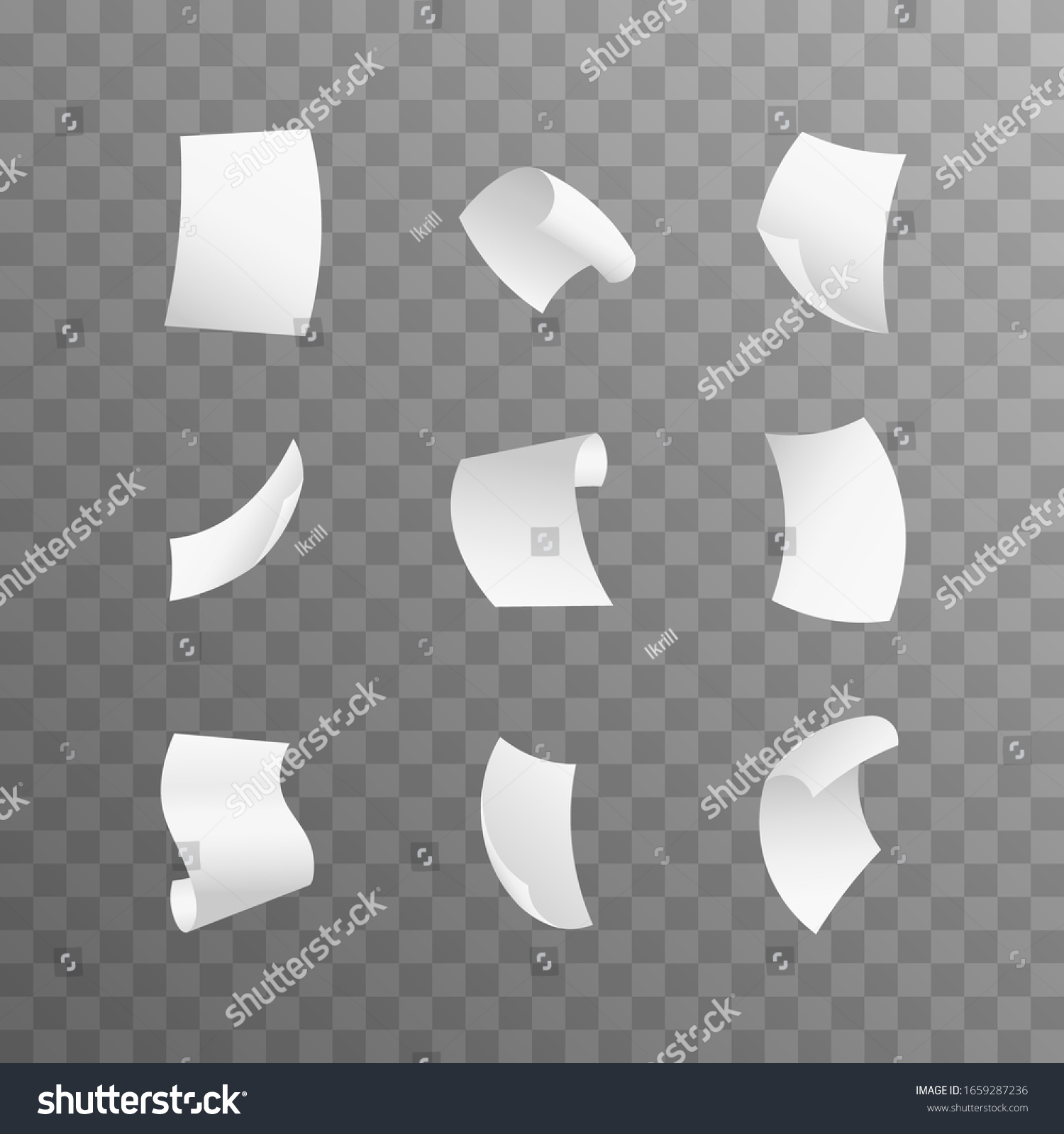 Flying Paper Sheets Isolated On Transparent Stock Vector (Royalty Free ...