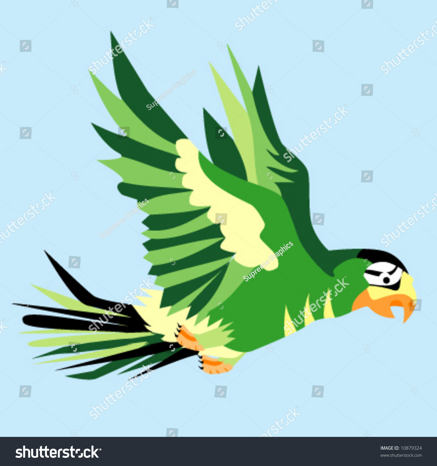 Flying Parrot Stock Vector 10879324 - Shutterstock