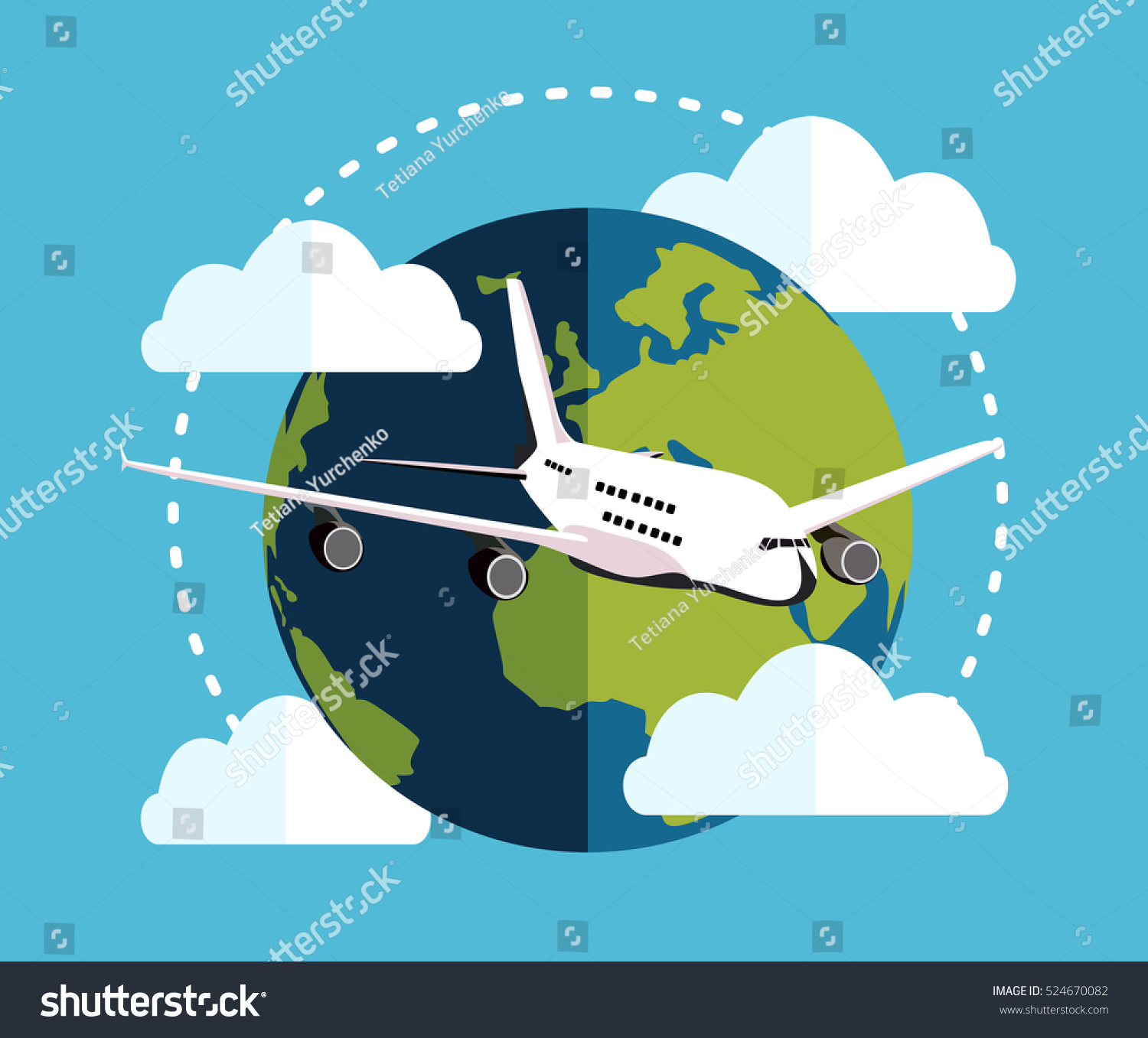 Flying Plane Earth Concept Traveling By Stock Vector 524670082 ...