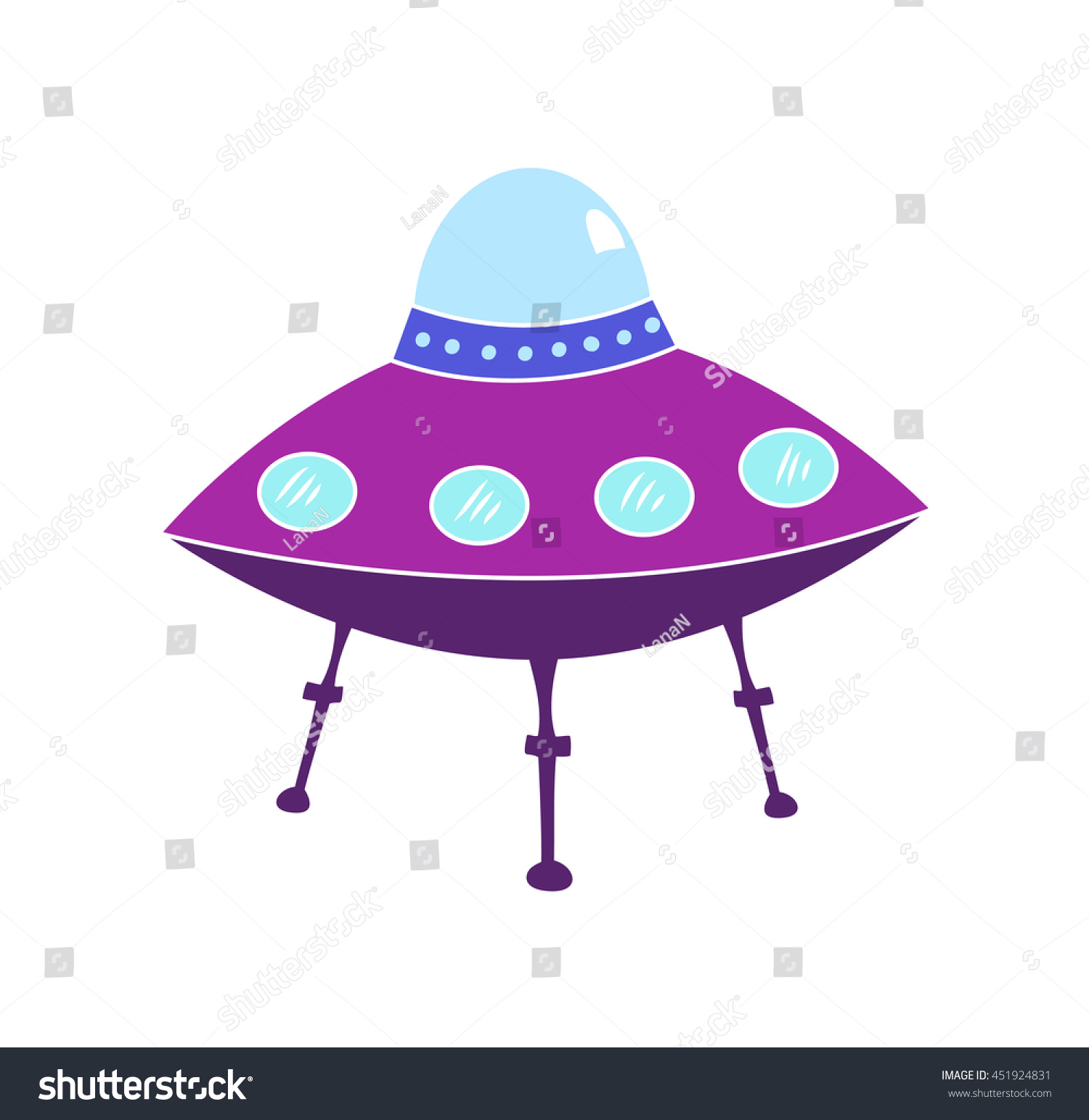 Flying Saucer Cartoon Purple Alien Spaceship Stock Vector (Royalty Free ...