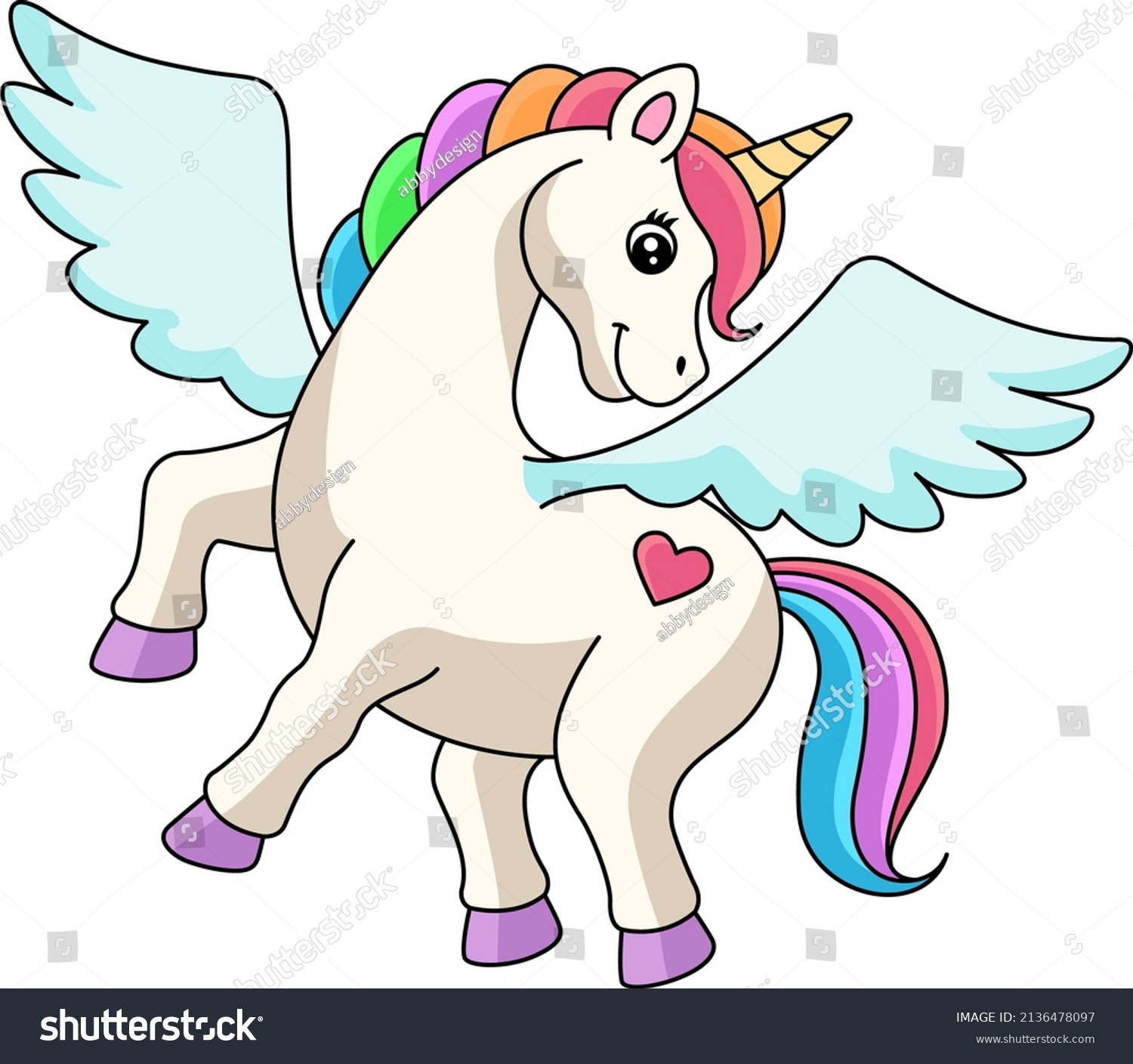 Flying Unicorn Cartoon Colored Clipart Stock Vector Royalty Free 2136478097 Shutterstock 4460