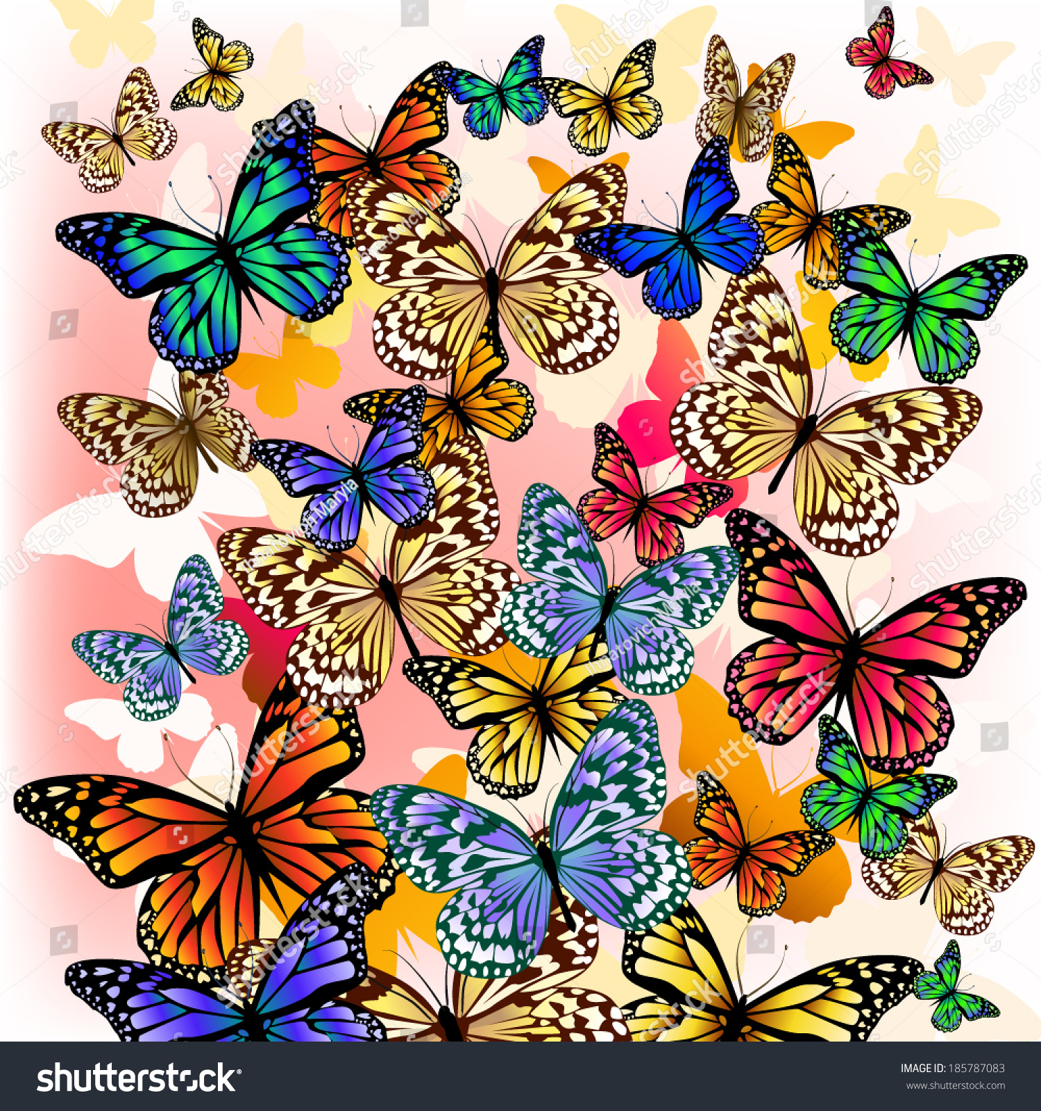 Flying Butterflies Vector Stock Vector (Royalty Free) 185787083