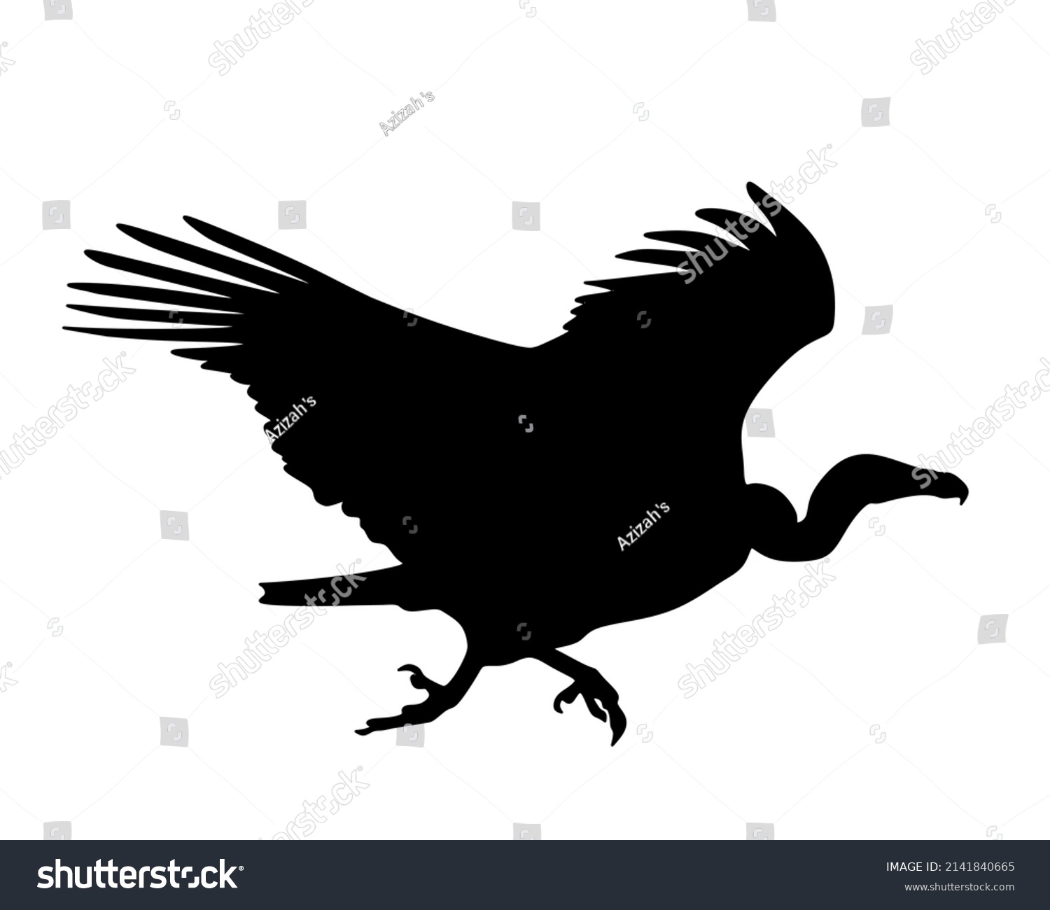 Flying Vulture Silhouette Isolated On White Stock Vector Royalty Free