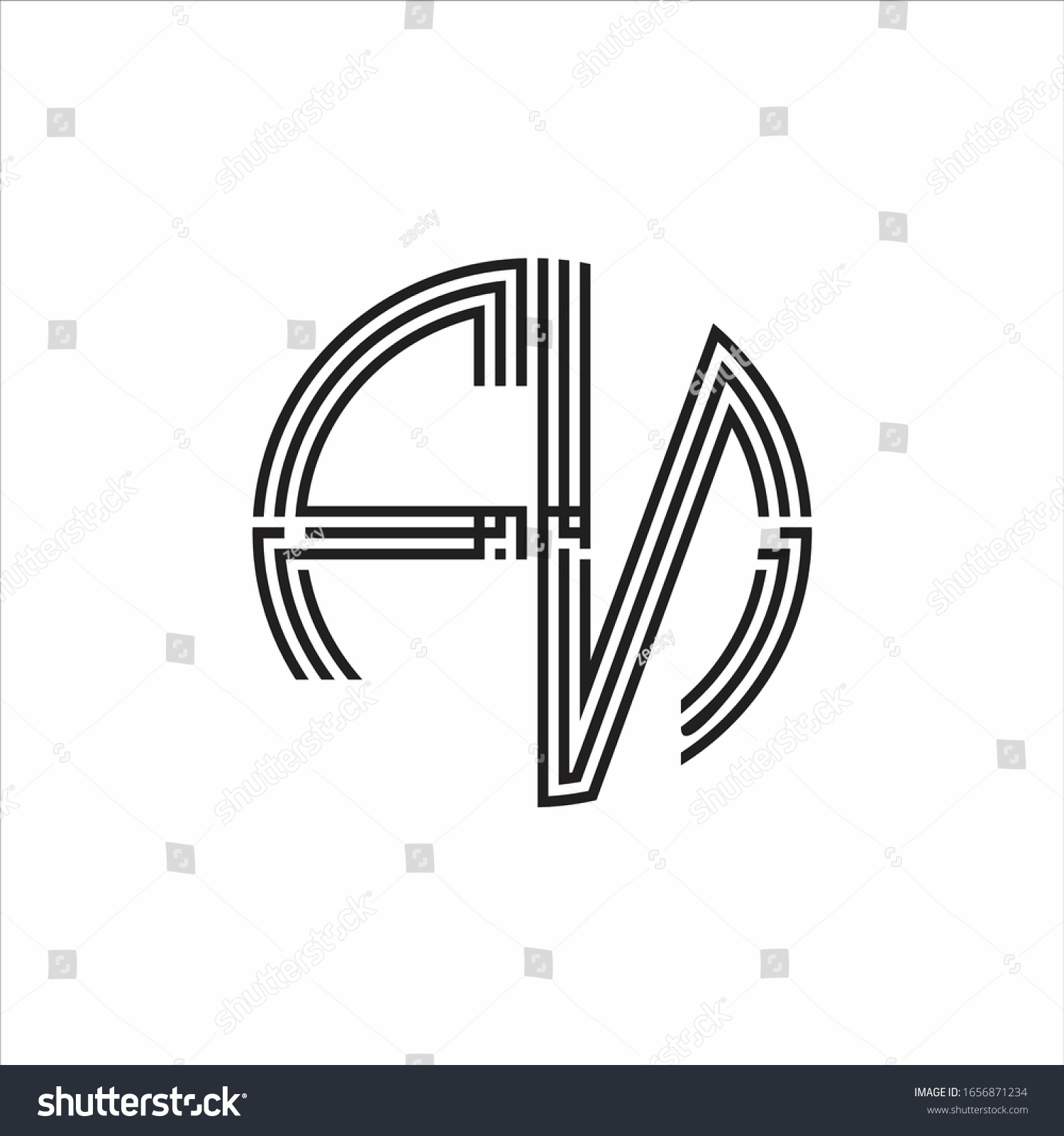 Fn Logo Monogram Triple Ribbon Style Stock Vector Royalty Free