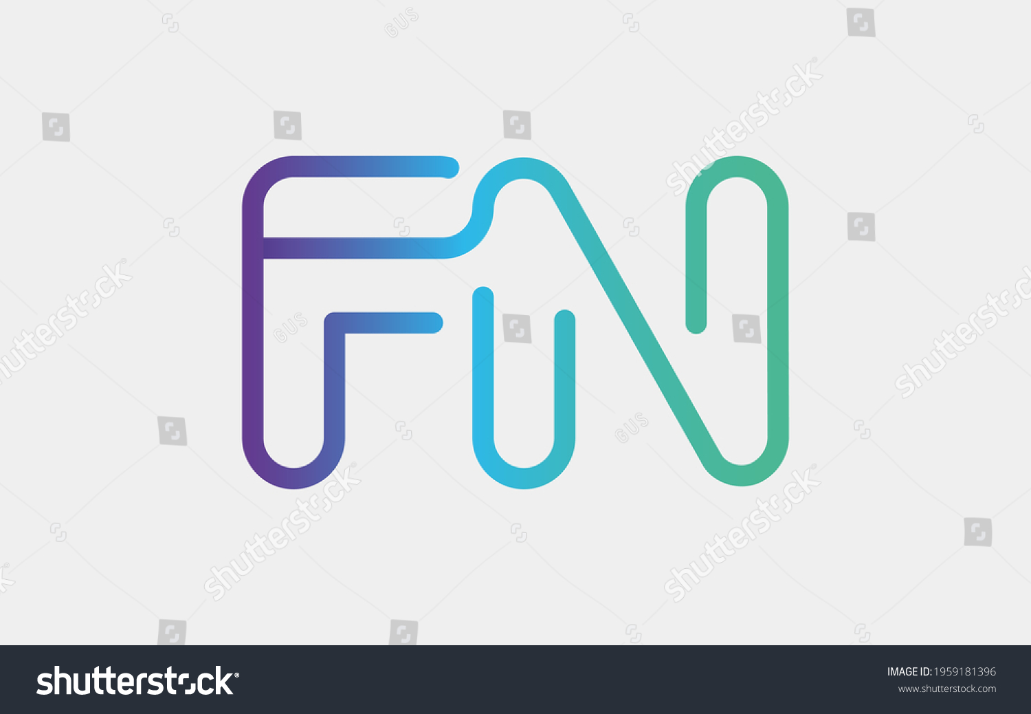 SVG of FN Monogram tech with a monoline style. Looks playful but still simple and futuristic. A perfect logo for your tech company or any futuristic design project. svg
