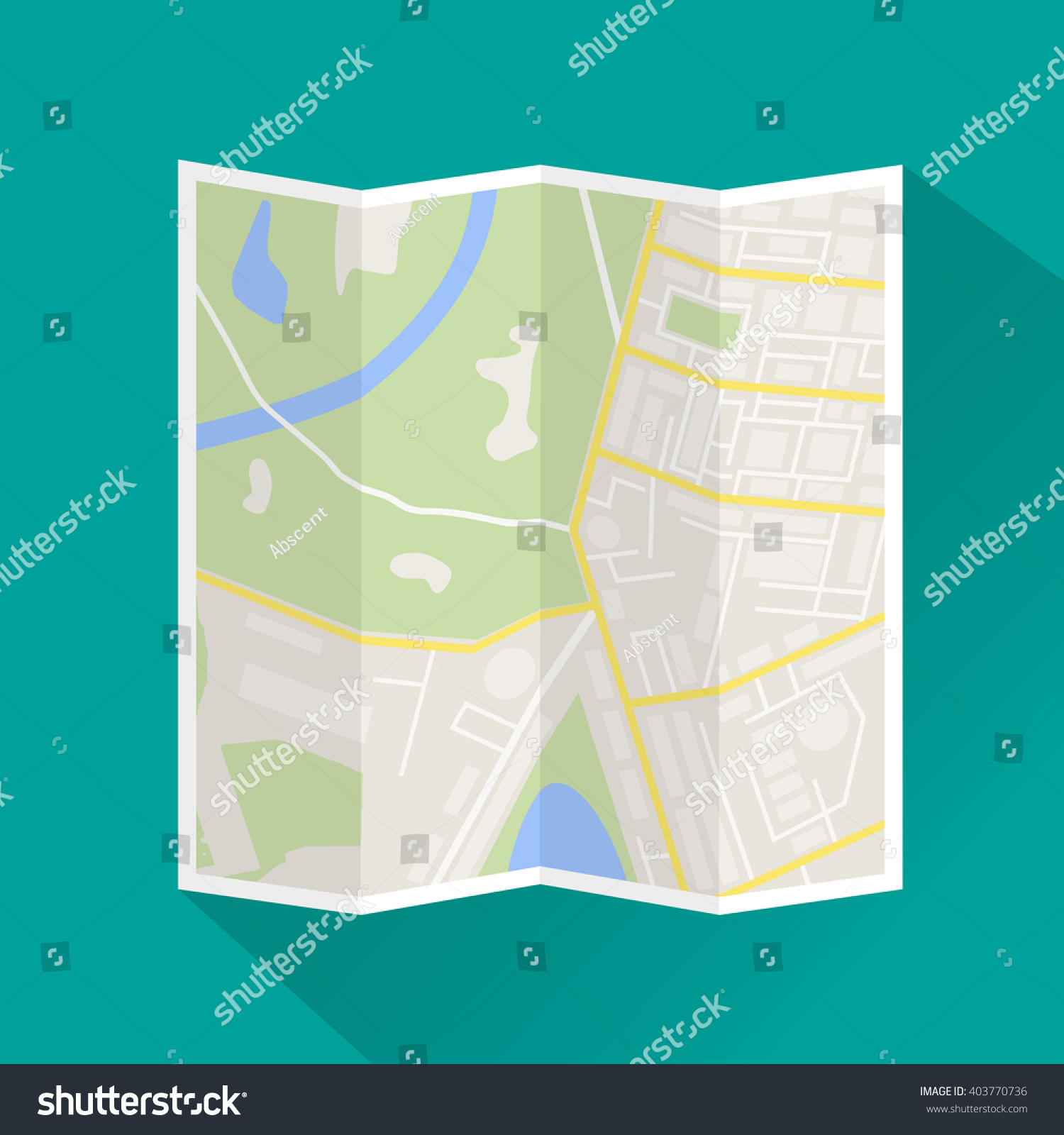 Folded Paper City Map Abstract Generic Stock Vector (Royalty Free ...