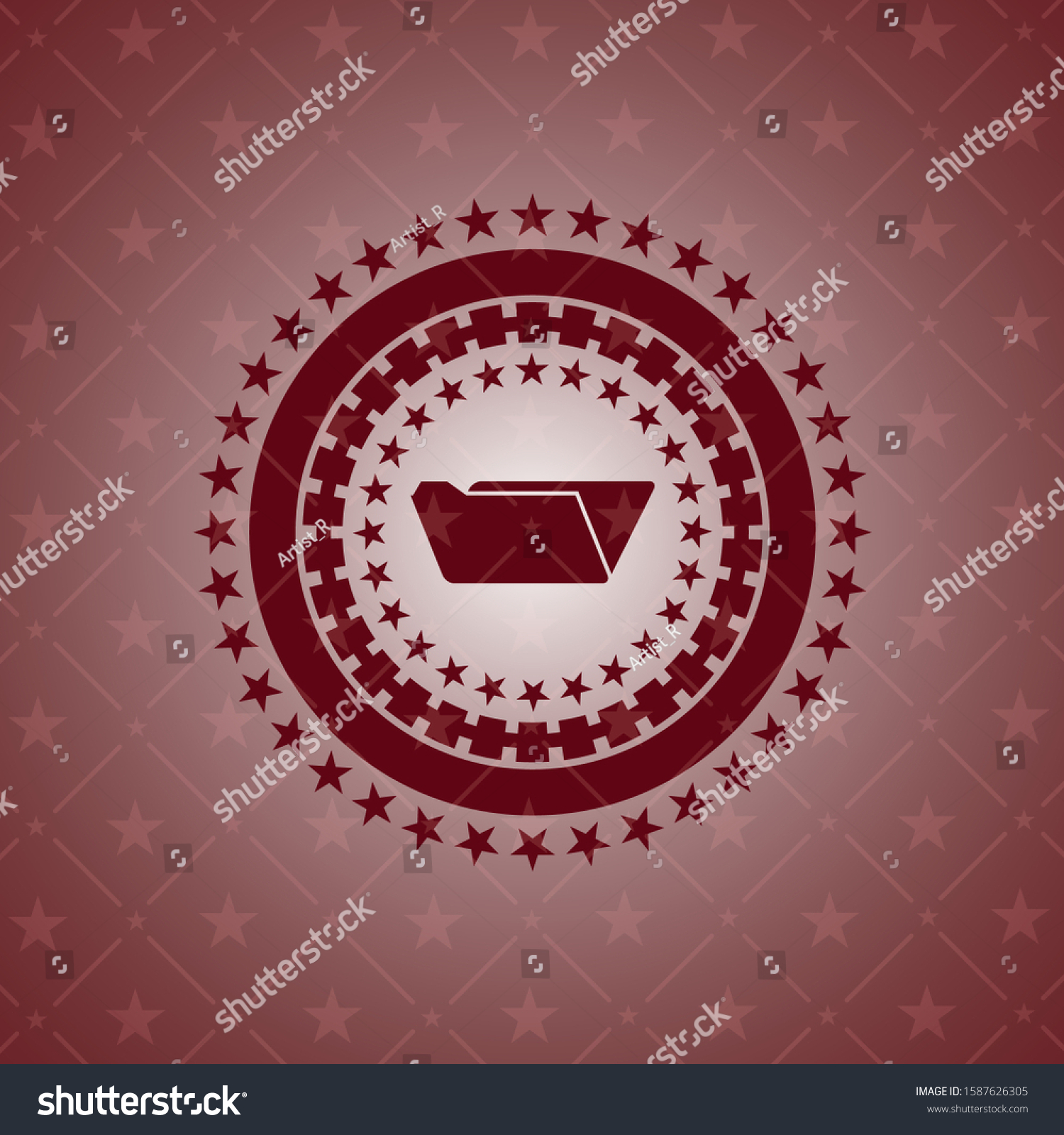 Folder Icon Inside Retro Red Emblem Stock Vector (Royalty Free ...