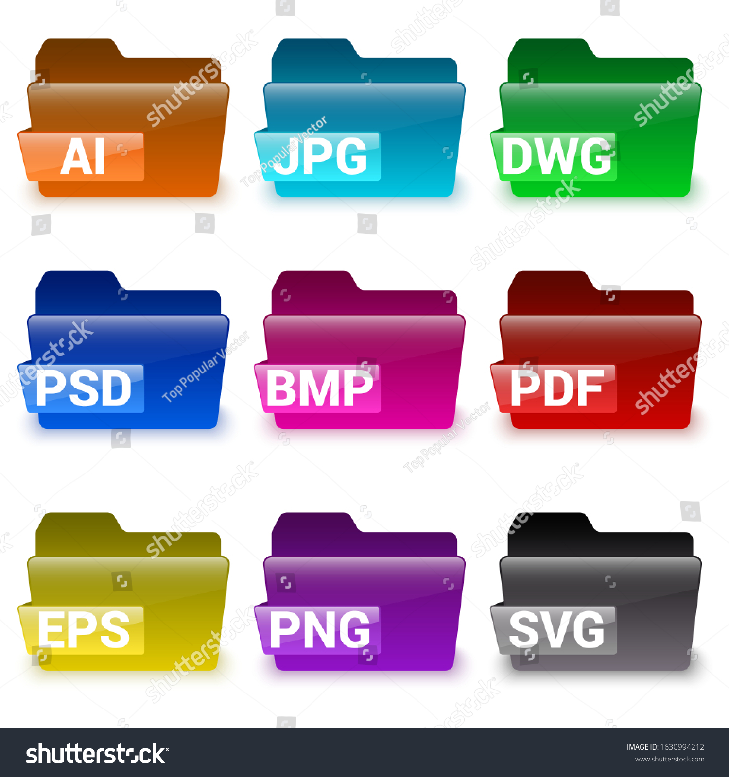SVG of folder icon set with format file name. vector illustration  svg