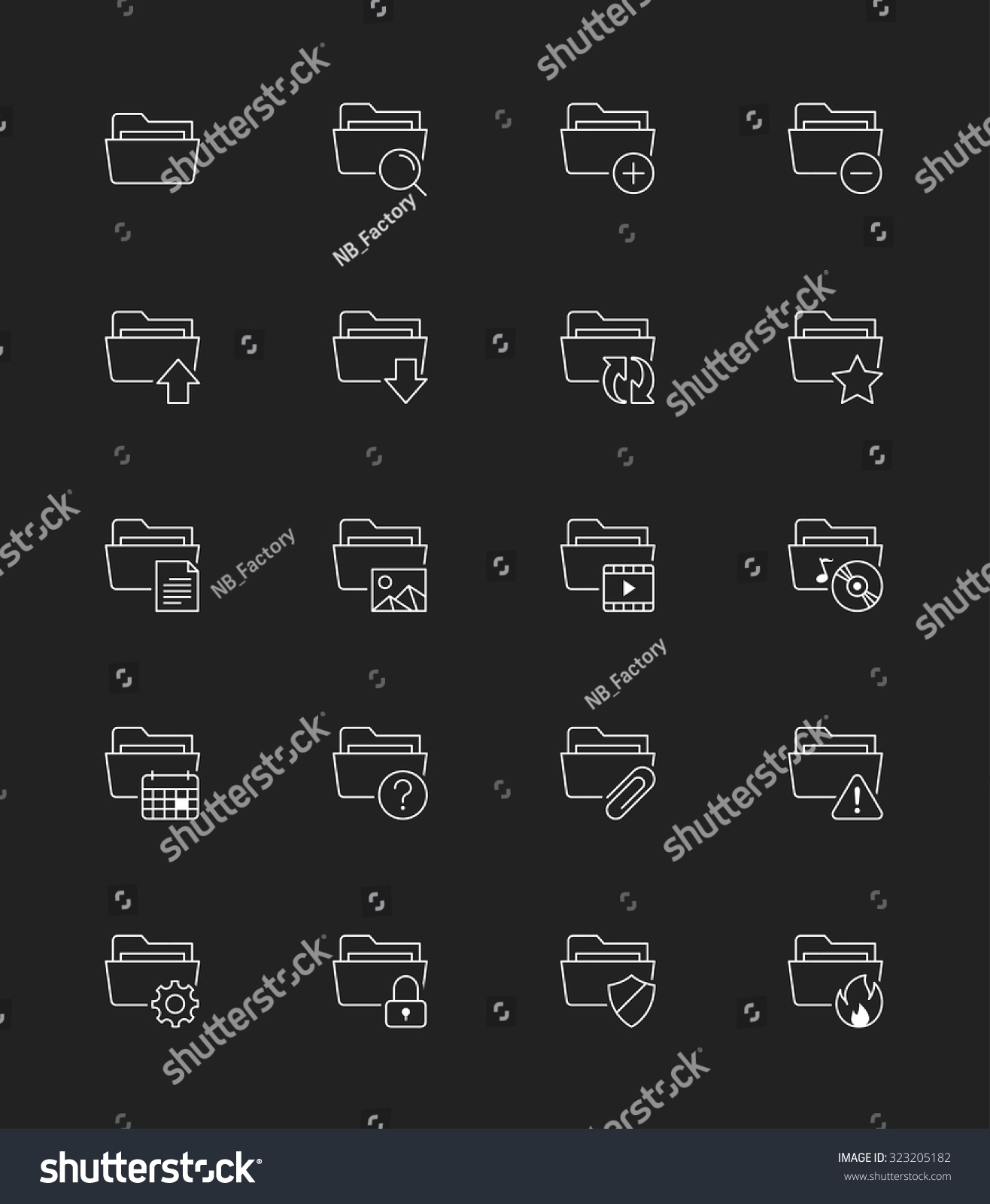 Folder Icons Thin Line Vector Illustration Stock Vector (Royalty Free ...