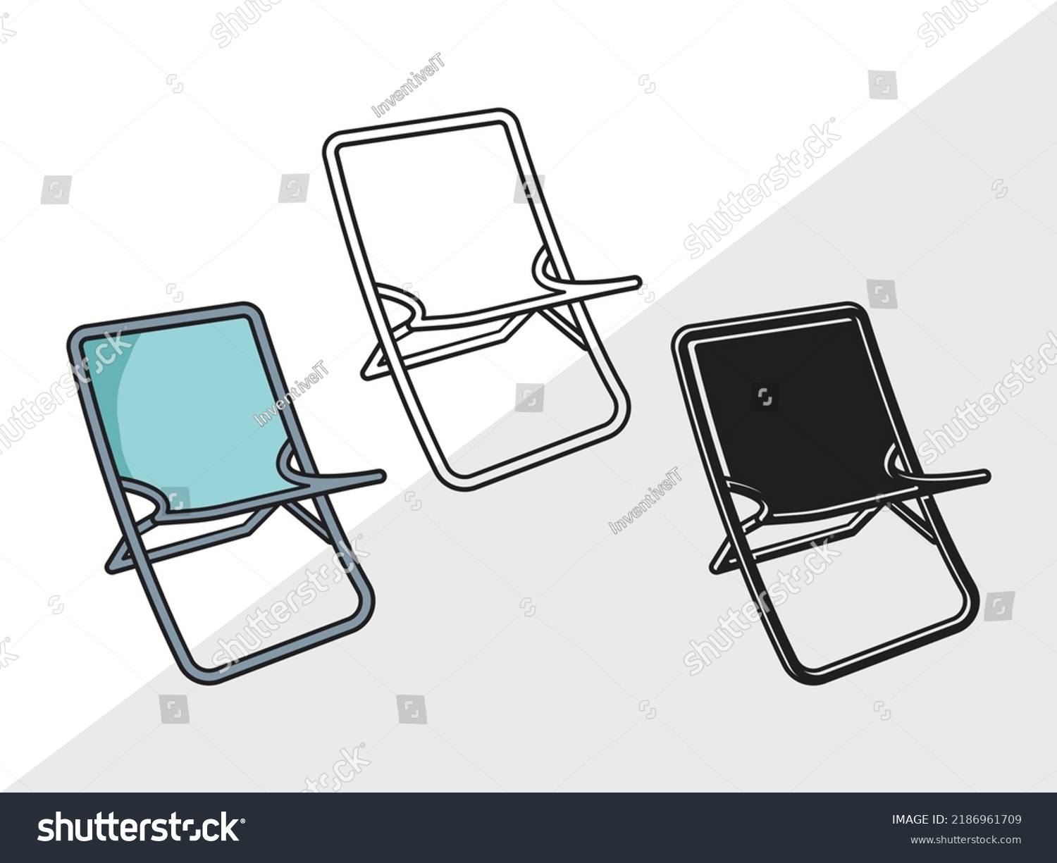 SVG of Folding Beach Chairs Clipart SVG Printable Vector Illustration svg