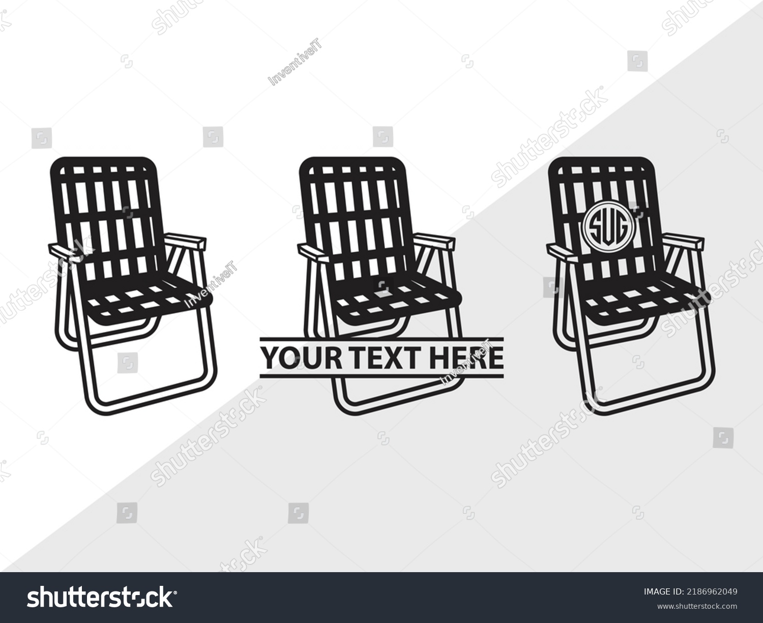 SVG of Folding Beach Chairs Monogram SVG Printable Vector Illustration svg