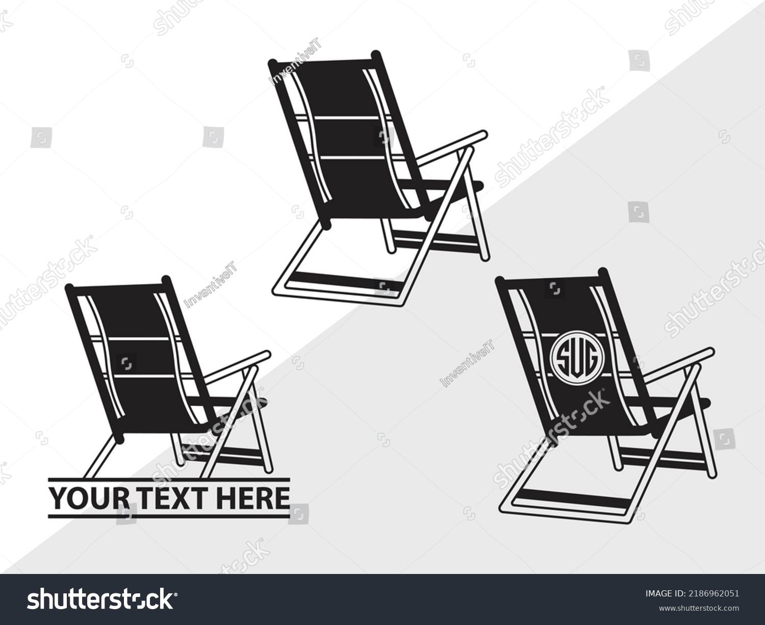 SVG of Folding Beach Chairs Monogram SVG Printable Vector Illustration svg