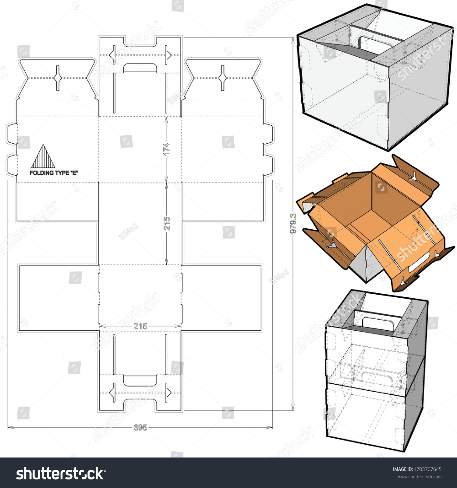 Folding Stackable Box Handle Diecut Pattern Stock Vector (Royalty Free ...