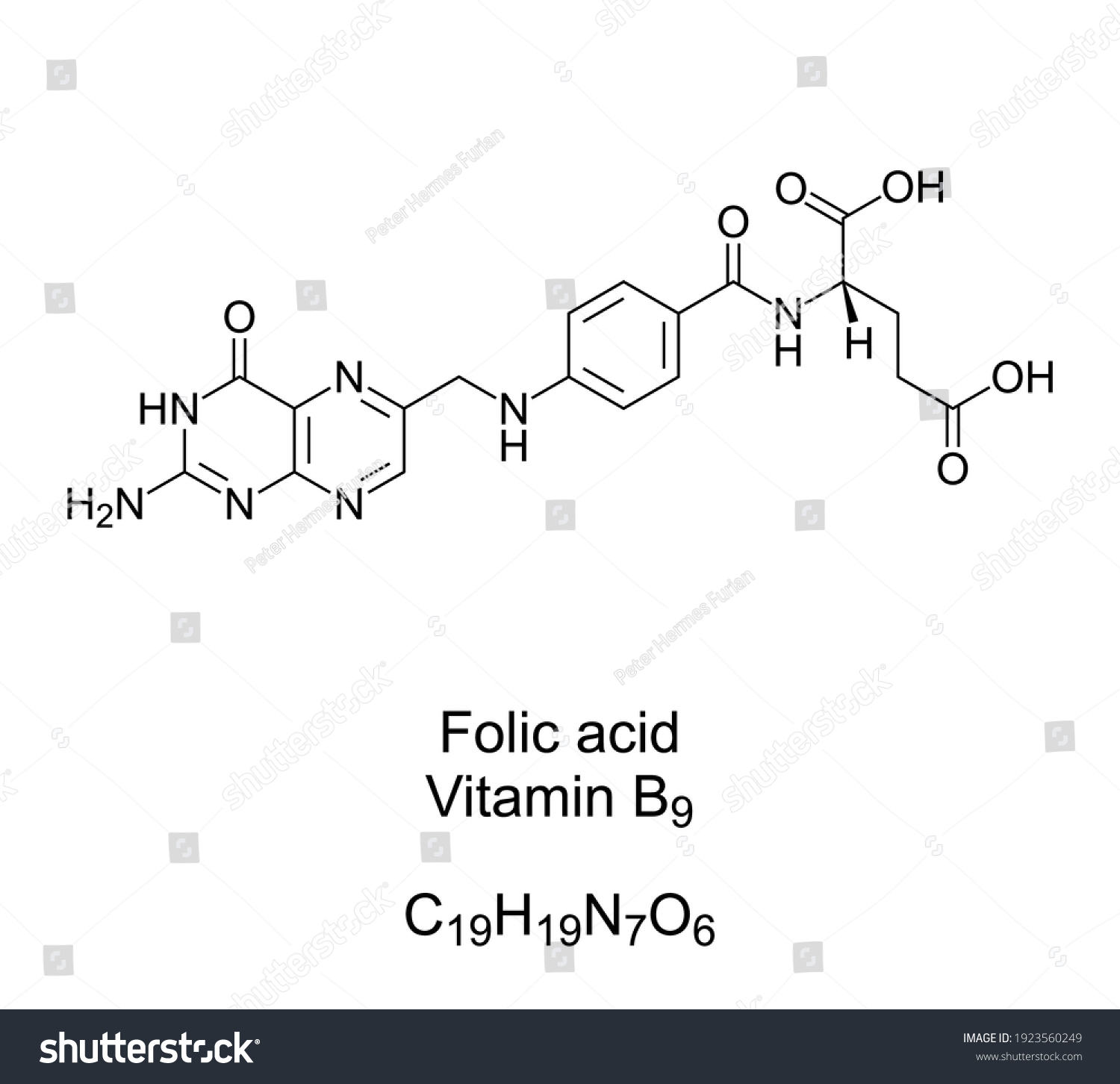 Folic Acid Vitamin B9 Chemical Formula Stock Vector (Royalty Free ...