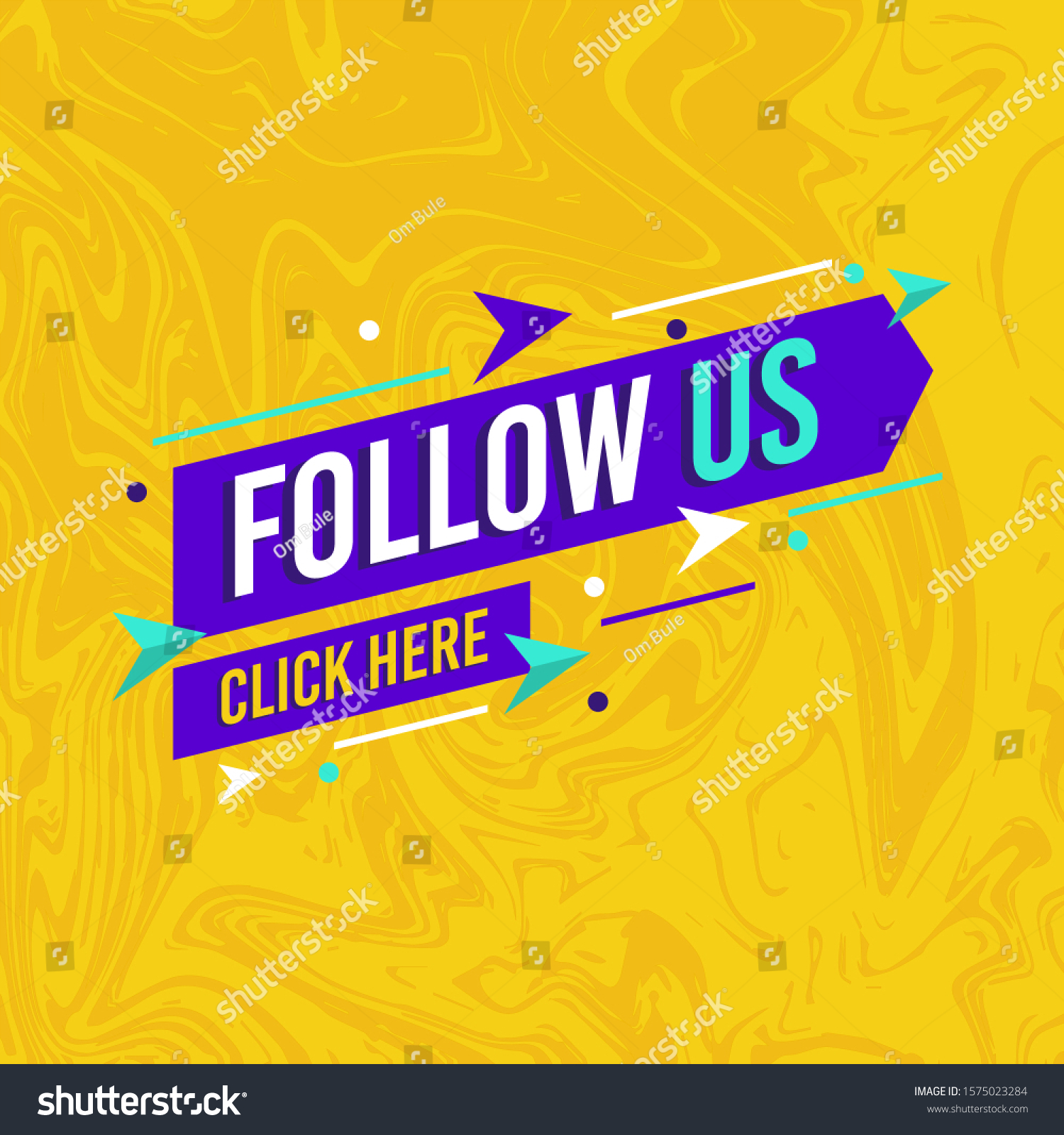 Follow Us Click Here Label Typography Stock Vector (Royalty Free ...