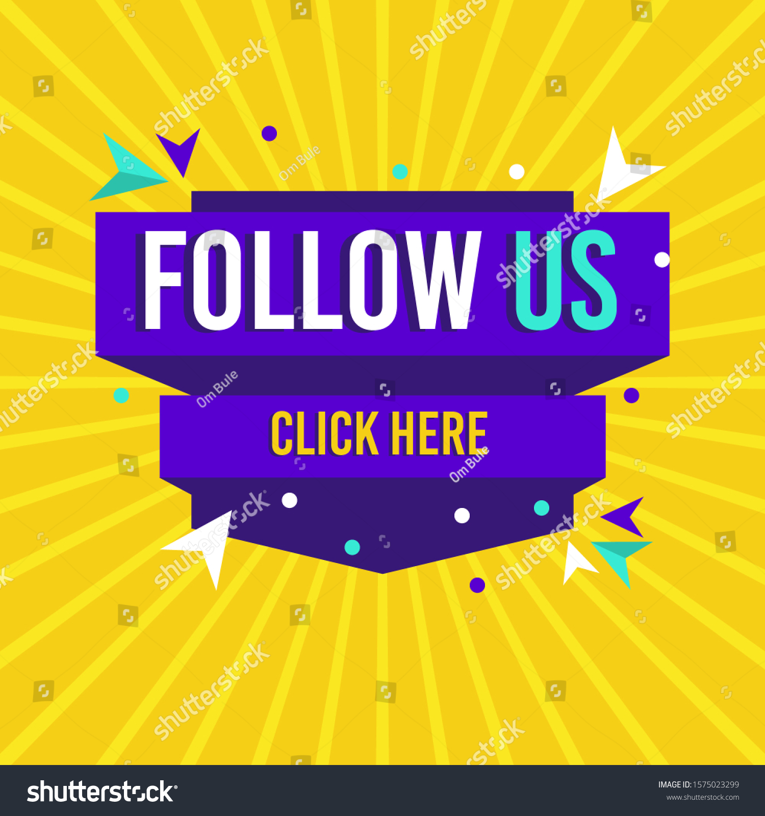 Follow Us Click Here Label Typography Stock Vector (Royalty Free ...