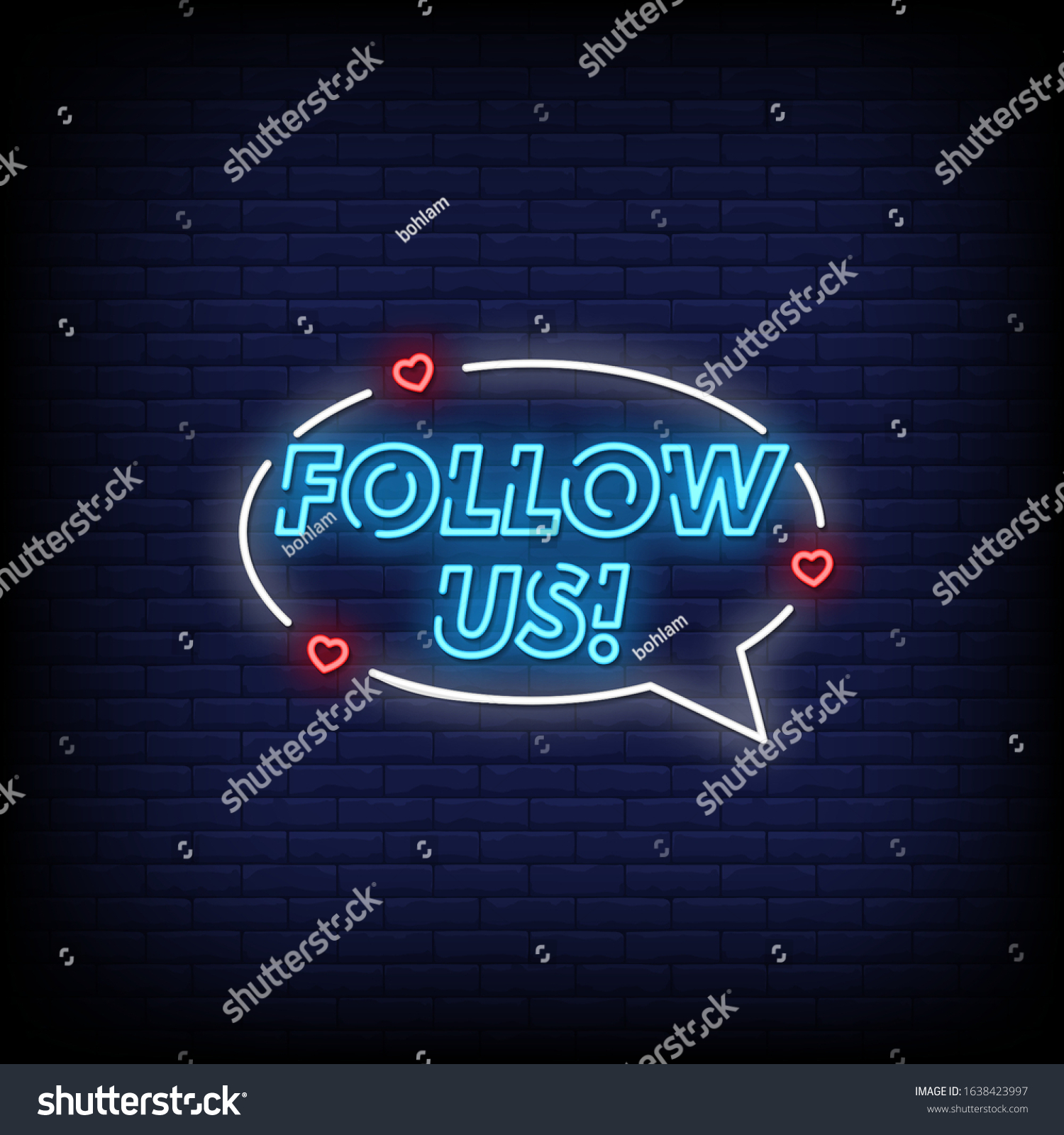 Follow Us Neon Signs Style Text Stock Vector (Royalty Free) 1638423997 ...