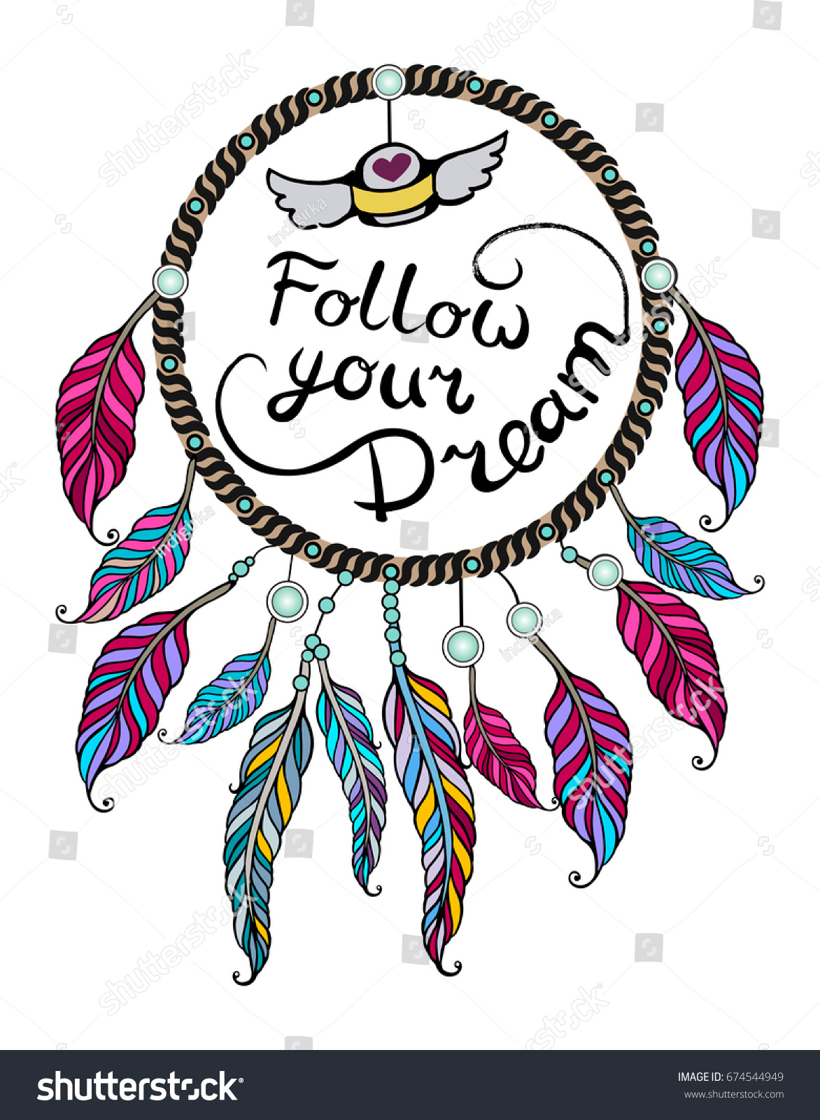 Follow Your Dream Tribal Amulet American Stock Vector (Royalty Free ...