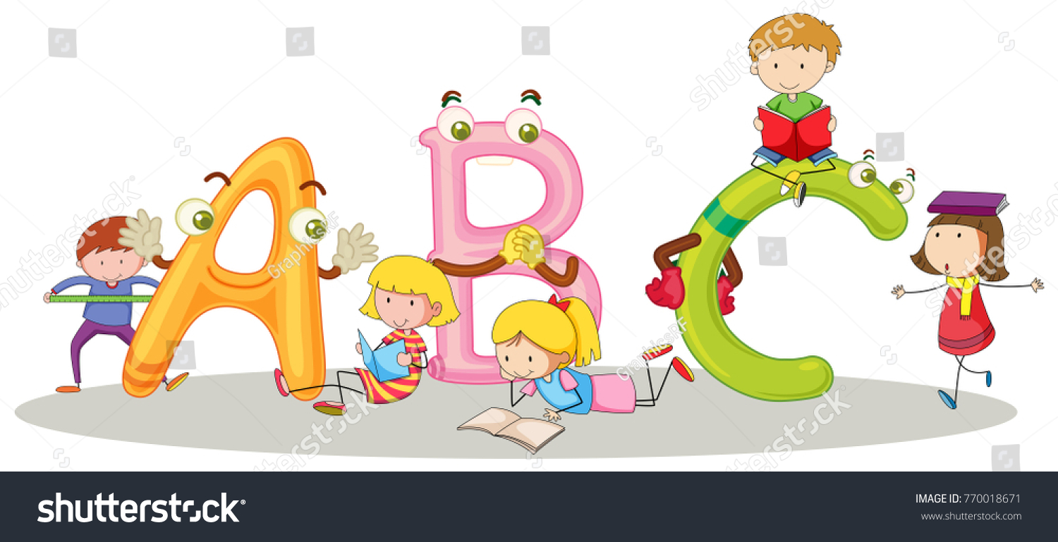 Font Abc Happy Children Illustration Stock Vector (Royalty Free ...