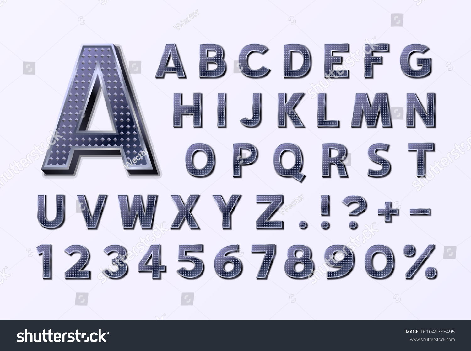 Font Metal Symbol Set Letter Numbers Stock Vector (royalty Free 