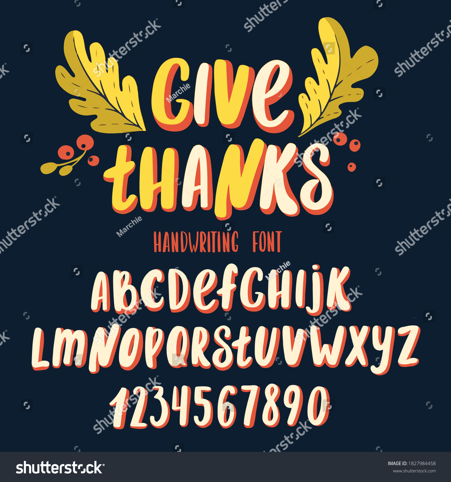 SVG of Font thanksgiving day. Typography alphabet with colorful autumn illustrations. Handwritten script for holiday party celebration and crafty design. Vector with hand-drawn lettering. svg
