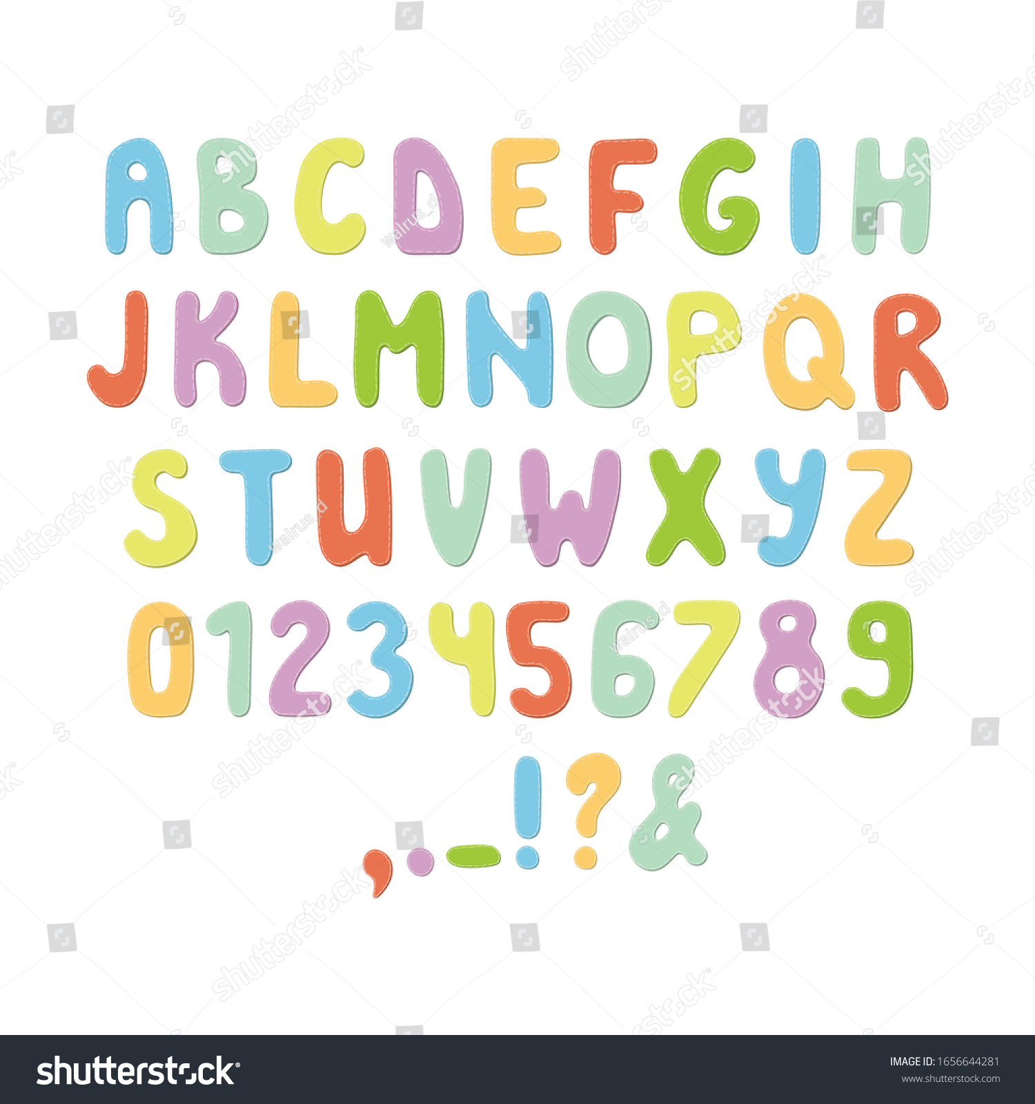 Font Colorful Letters Hand Drawn Alphabet Stock Vector (Royalty Free ...