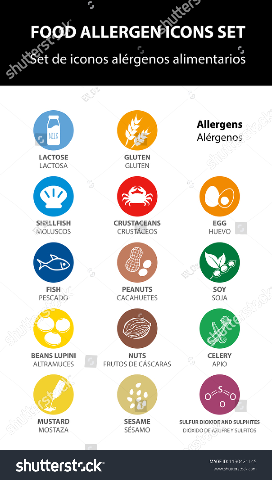 Ensemble D Ic Nes D Allerg Nes Alimentaires Image Vectorielle Image Vectorielle De Stock