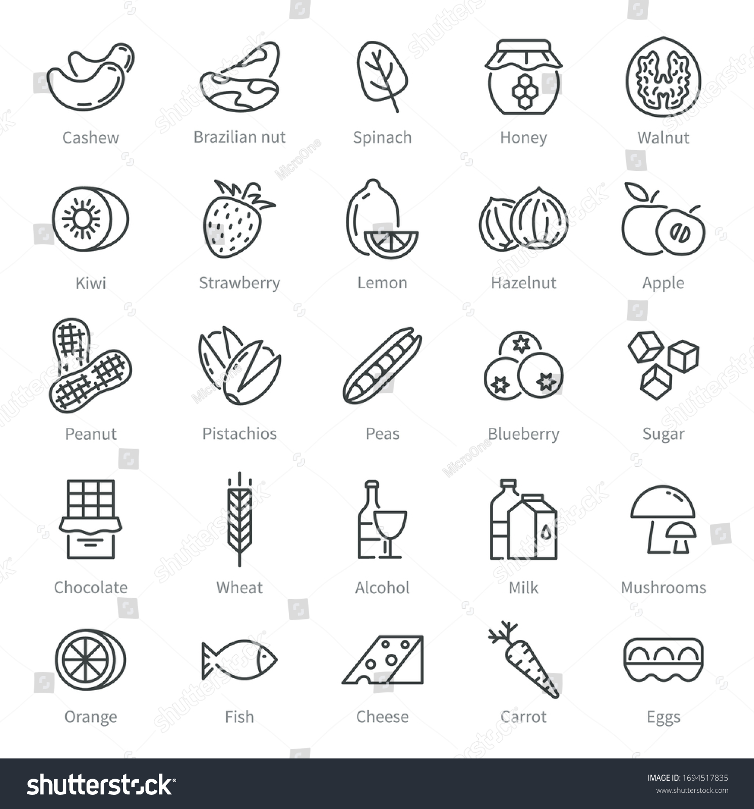 Food Allergens Simple Allergen Icons Alcohol Stock Vector (Royalty Free ...