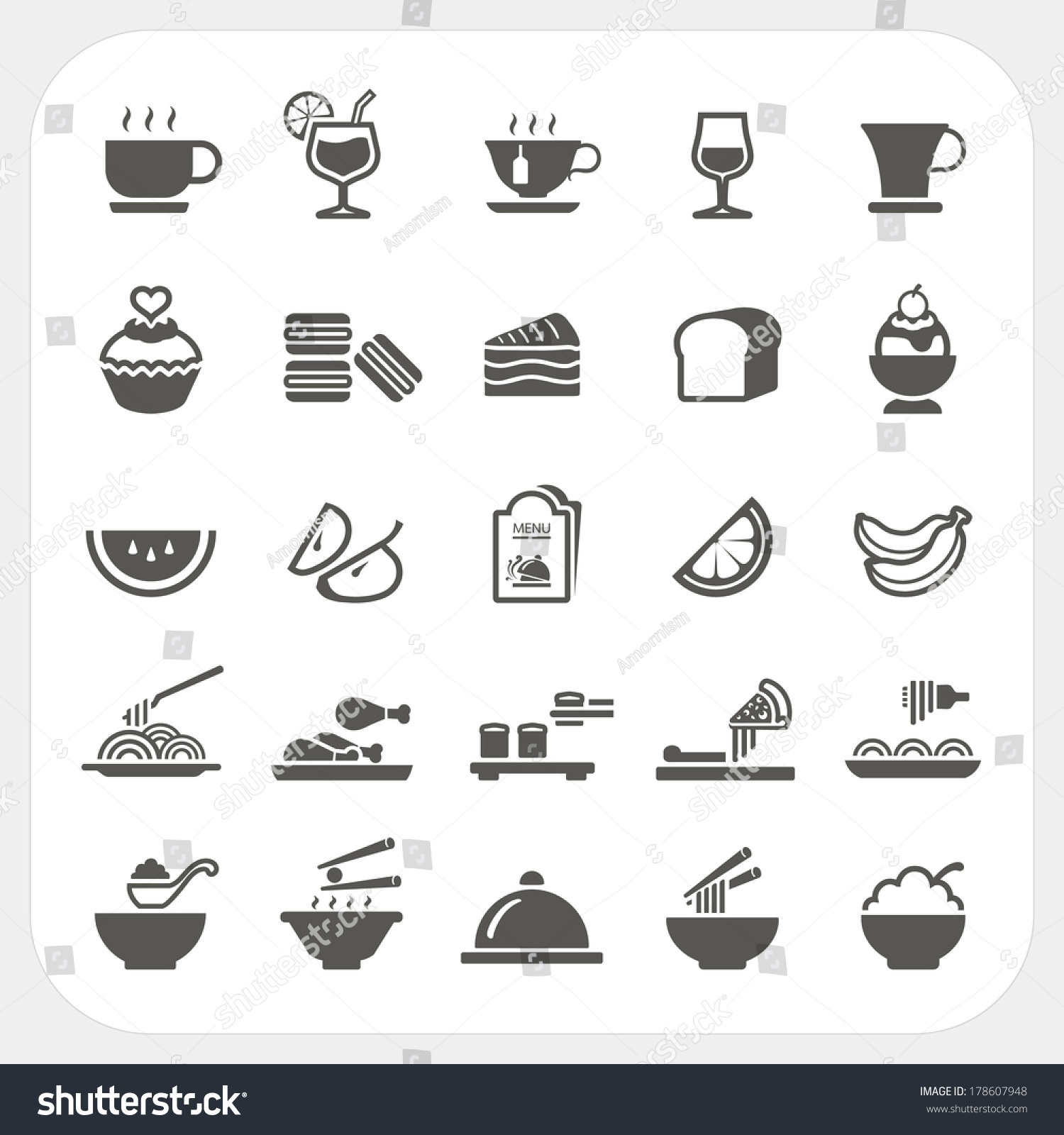 Food Beverage Icons Set Stock Vector (Royalty Free) 178607948