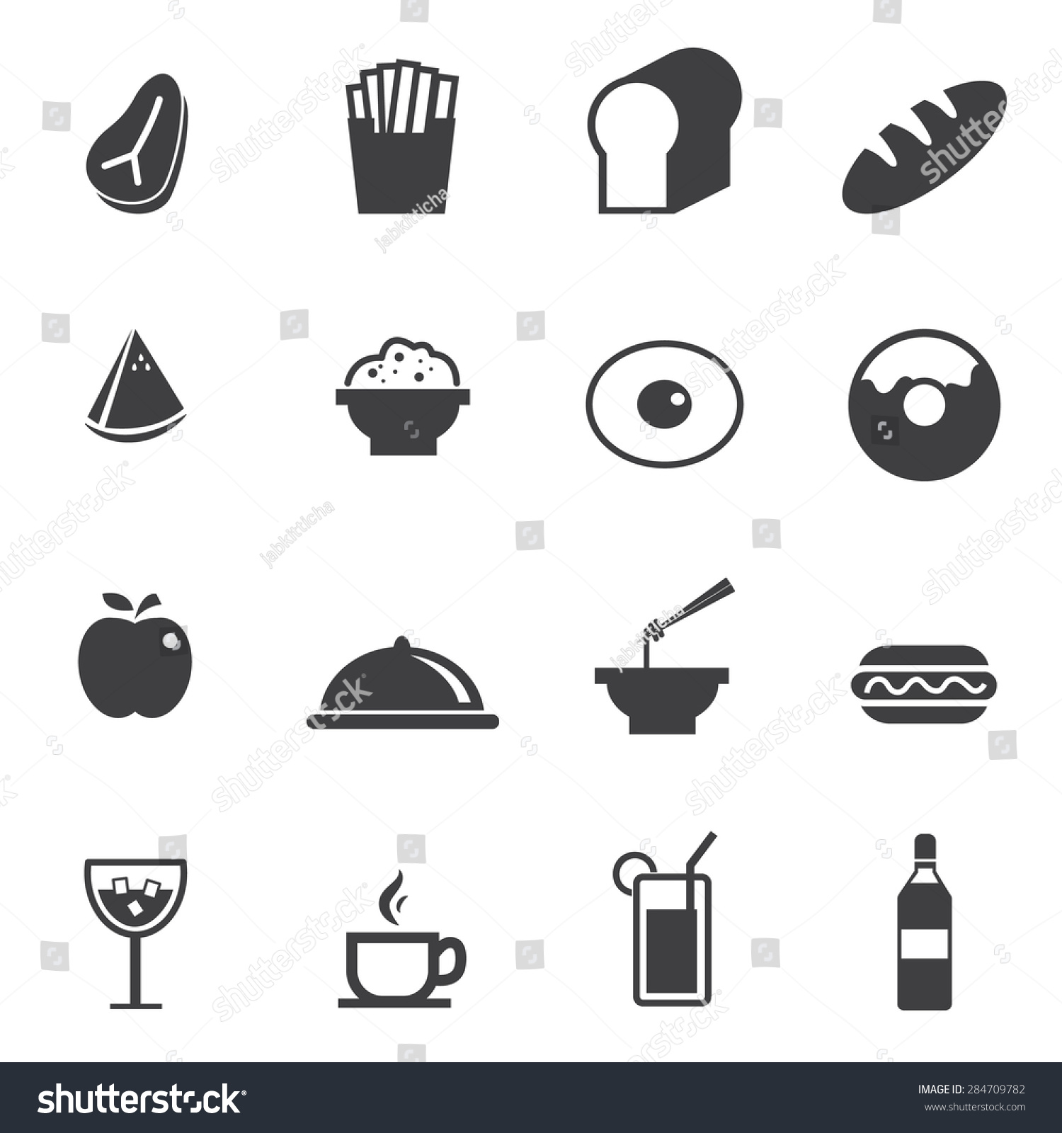 Food Drink Icons Set Stock Vector 284709782 - Shutterstock