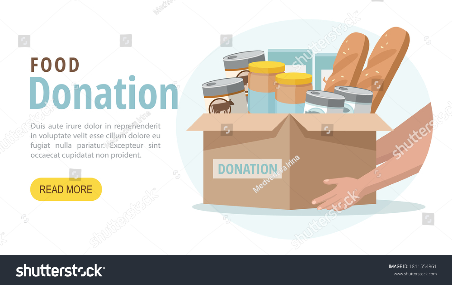 SVG of Food and grocery donation concept. Charity, food donation for needy and poor people. Vector web banner. svg