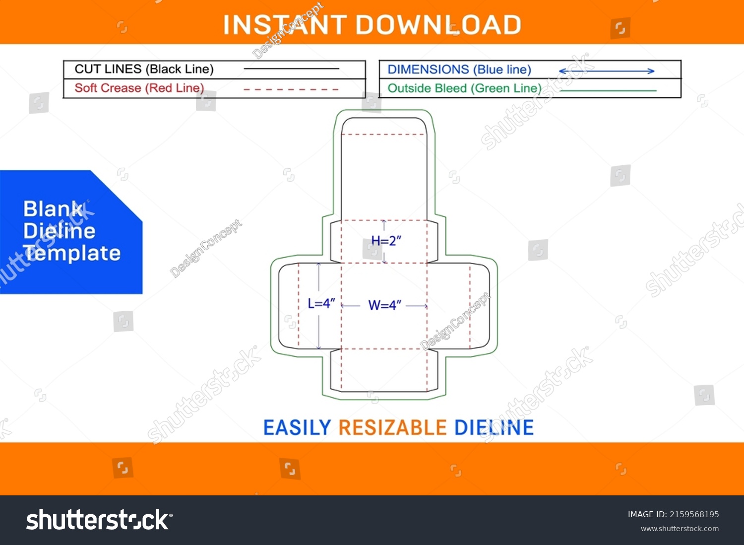 Food Box Packaging Template 4x4x2 Inch Stock Vector (Royalty Free ...