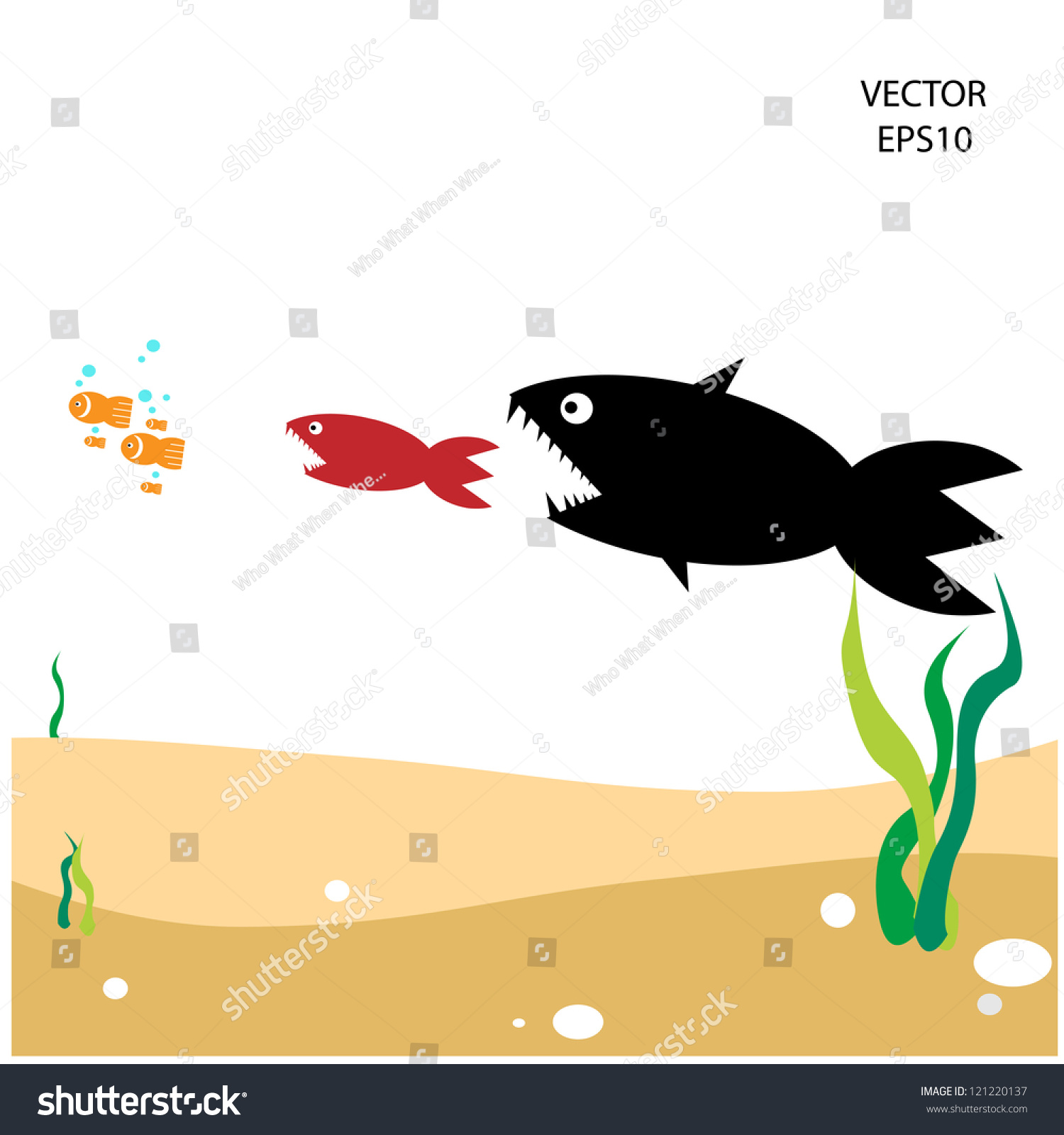 Food Chain Small Fish Food Big Stock Vector (Royalty Free) 121220137 ...