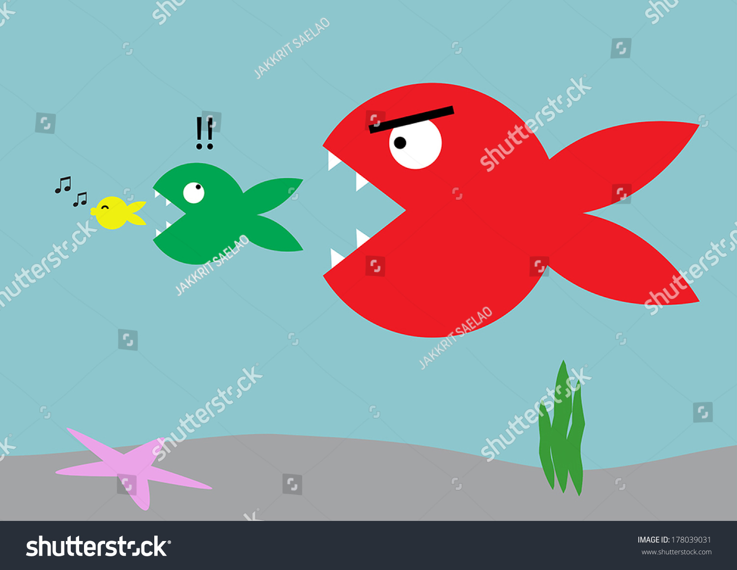 Food Chain Small Fish Food Big Stock Vector (Royalty Free) 178039031 ...