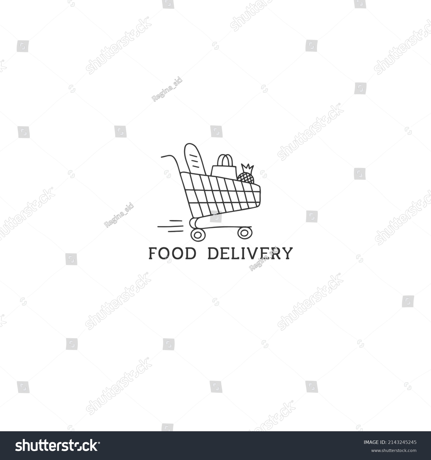 Food Delivery Logo Cart Groceries Store Stock Vector (Royalty Free ...