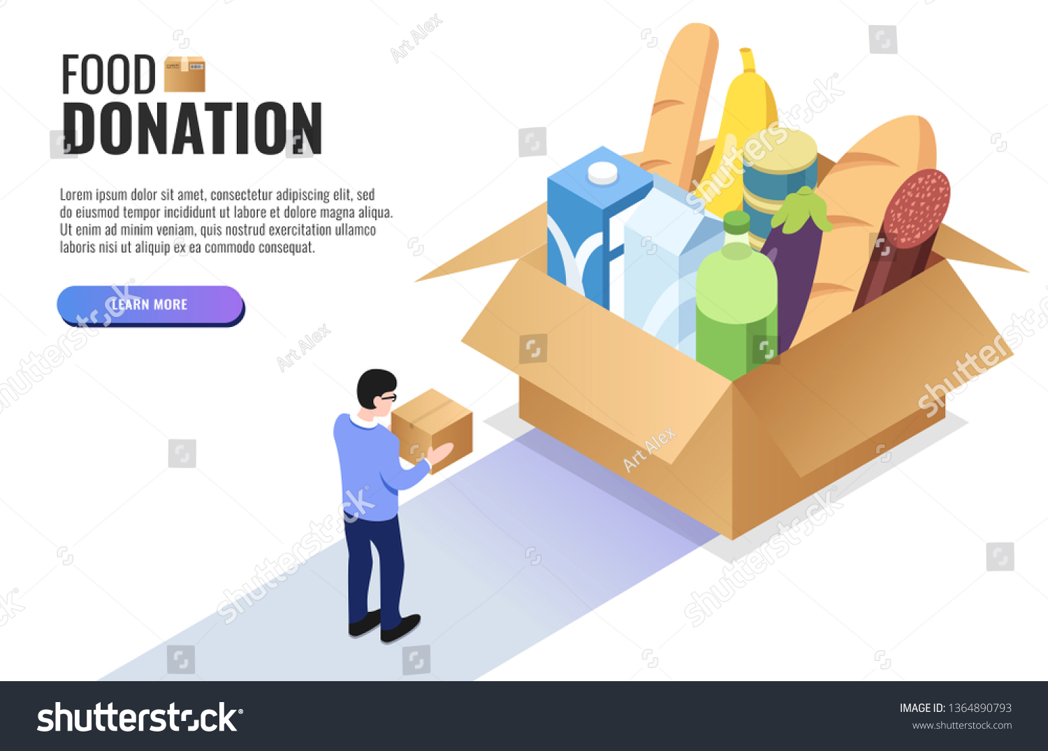 Food Donation Concept Big Box Food Stock Vector (Royalty Free ...